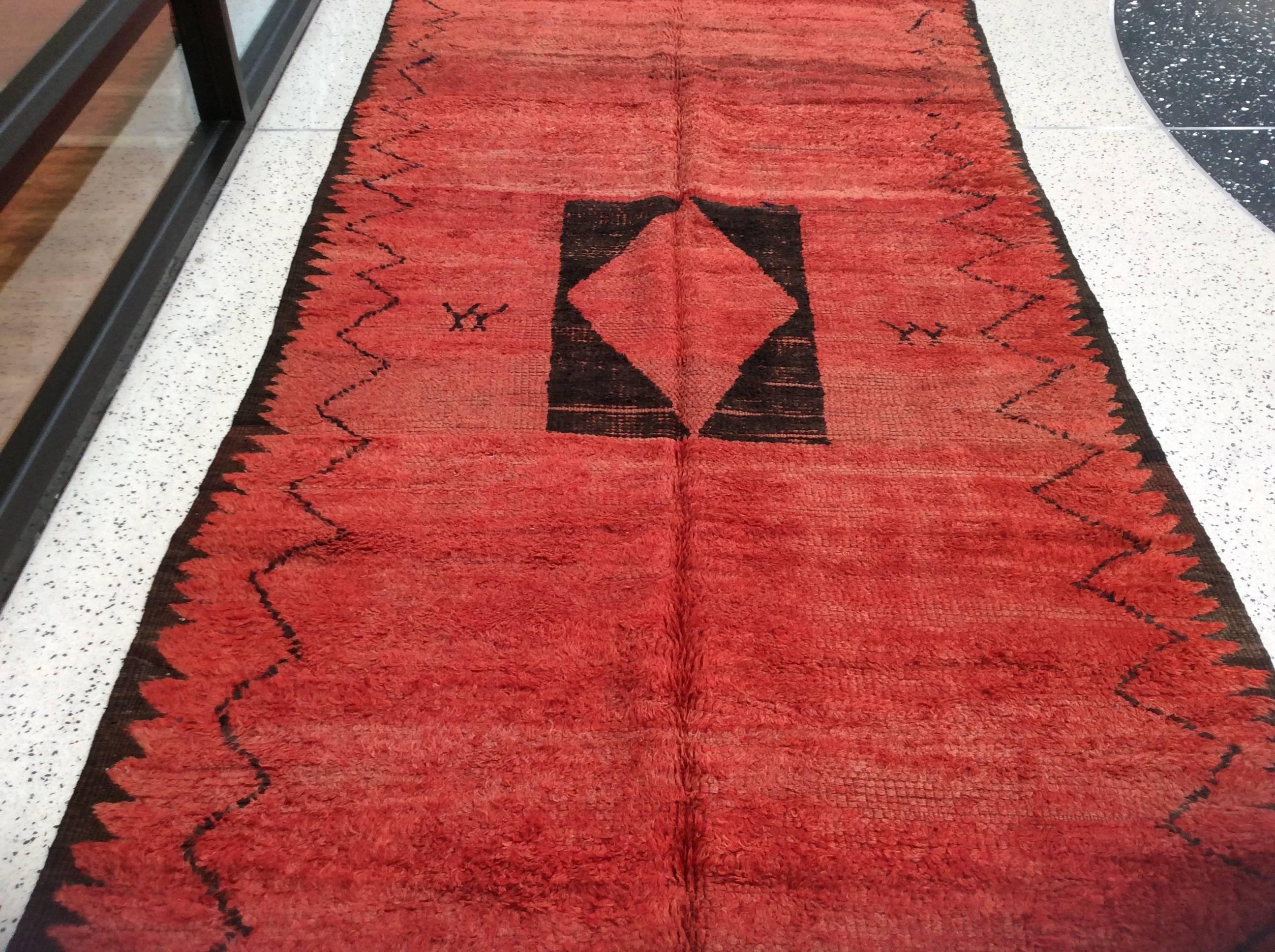 Contemporary Red Moroccan Runner For Sale