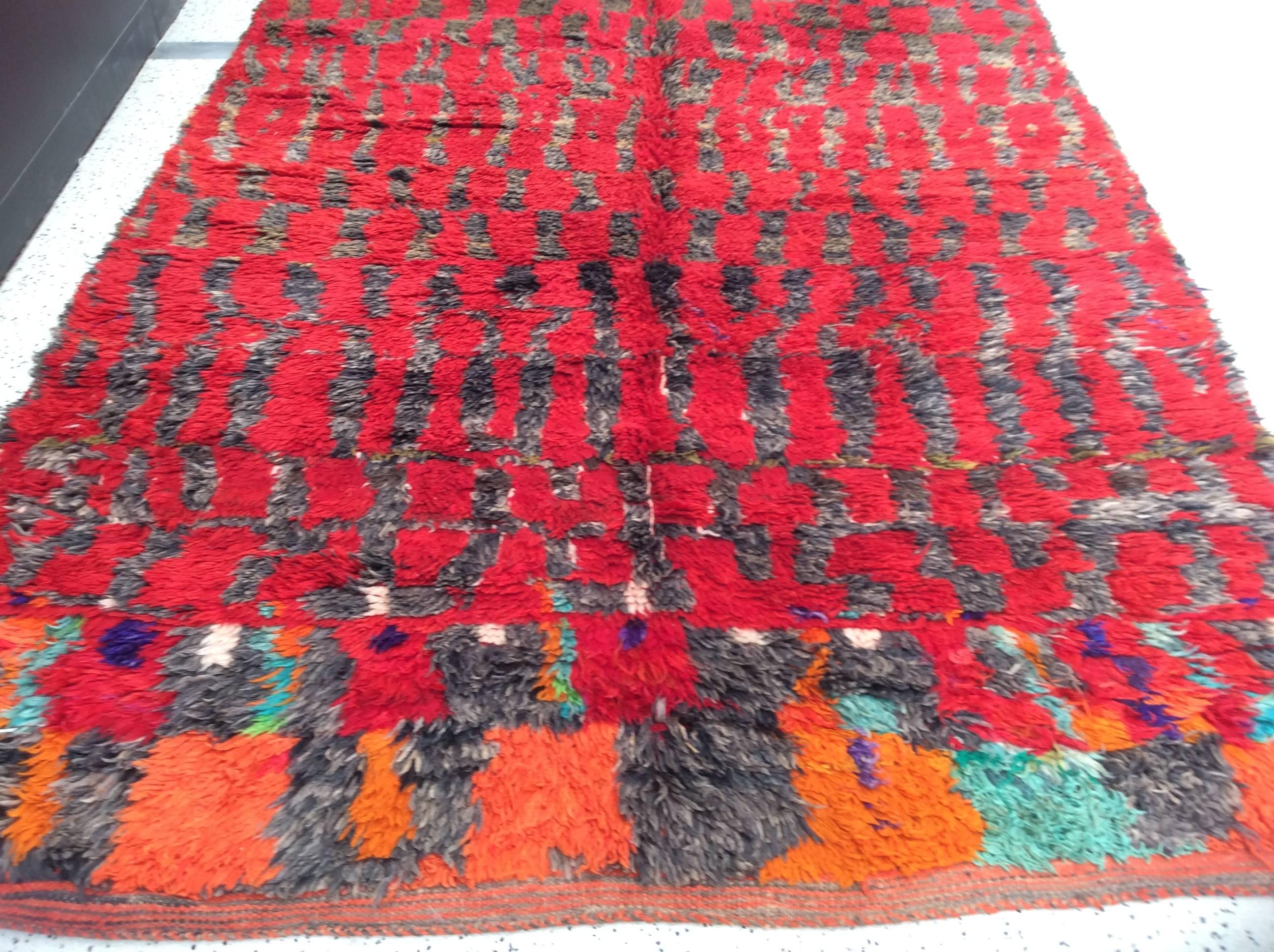 Contemporary Cool Red Moroccan Rug For Sale