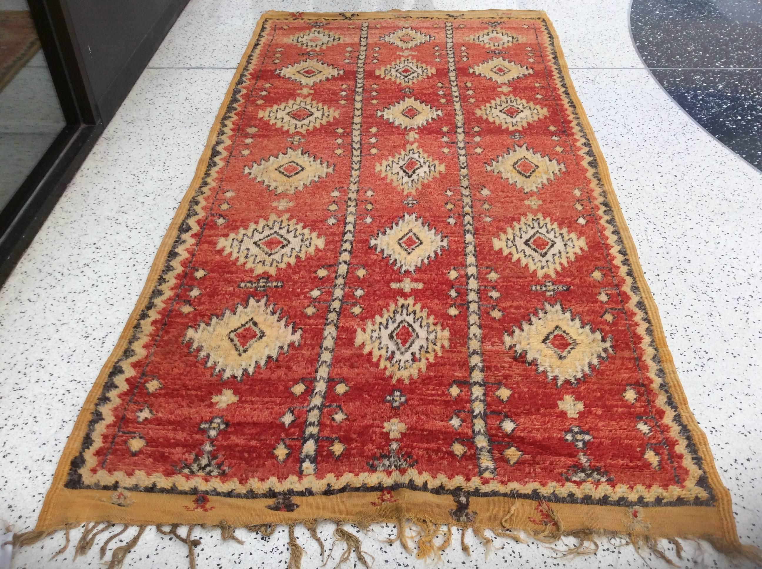 Hand-Knotted Tribal Design Moroccan Runner