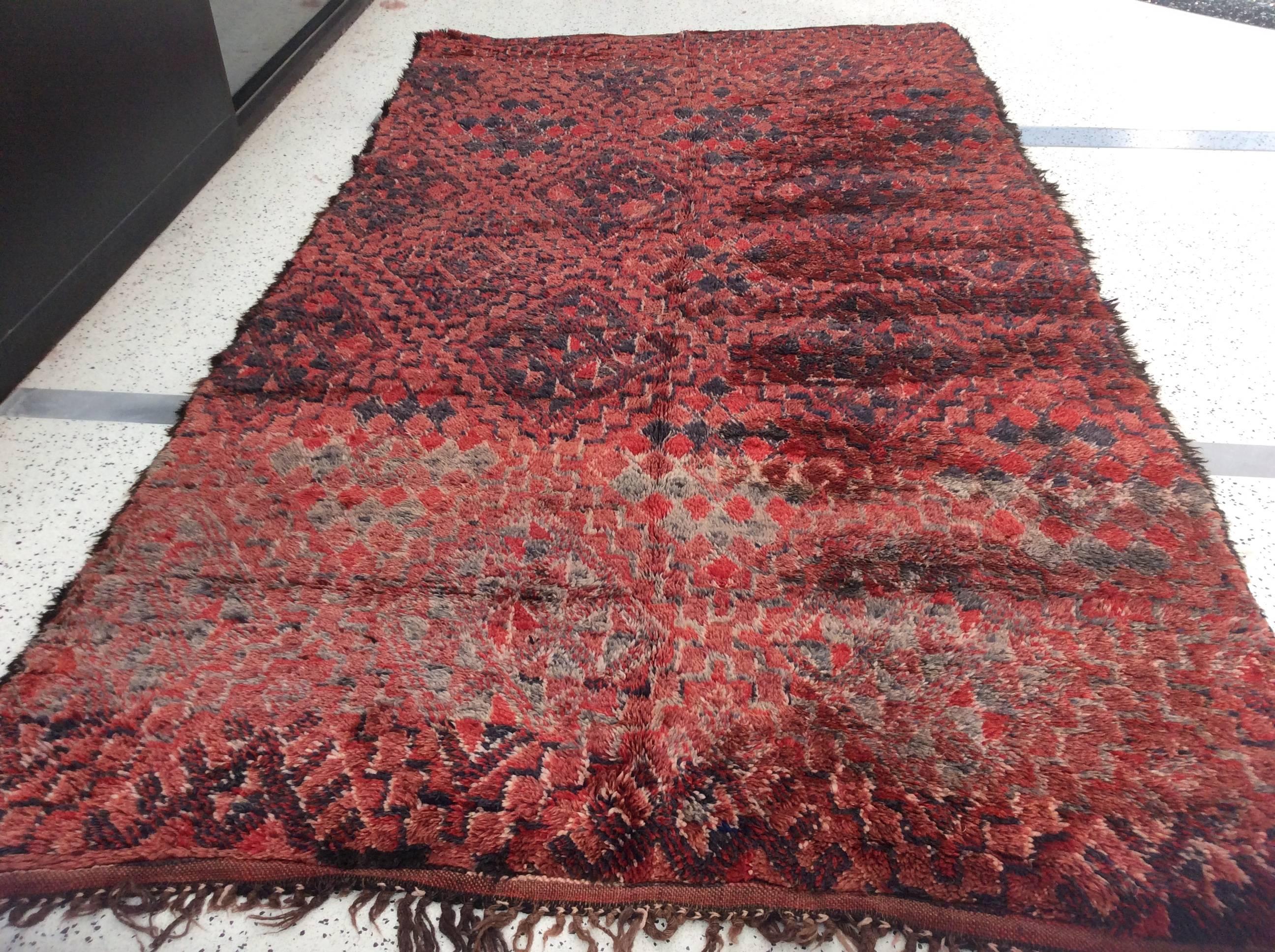 Hand-Knotted Tribal Moroccan Rug For Sale