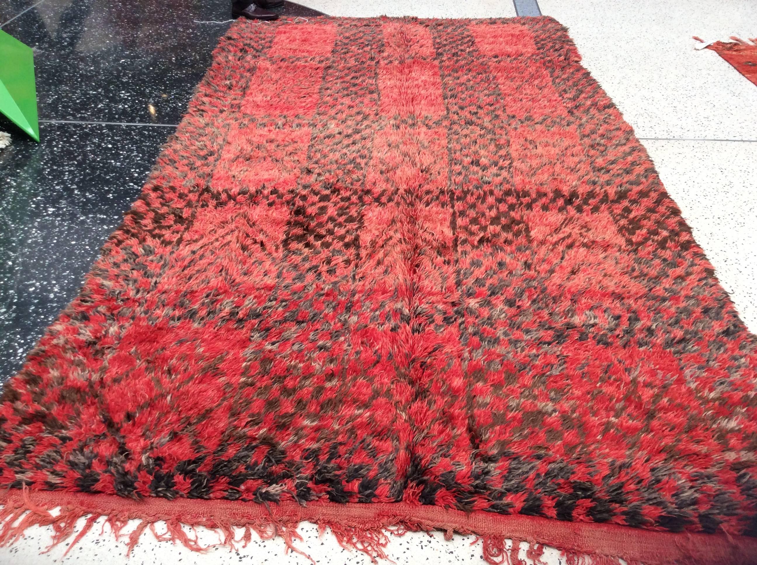 Red Moroccan Berber rug.