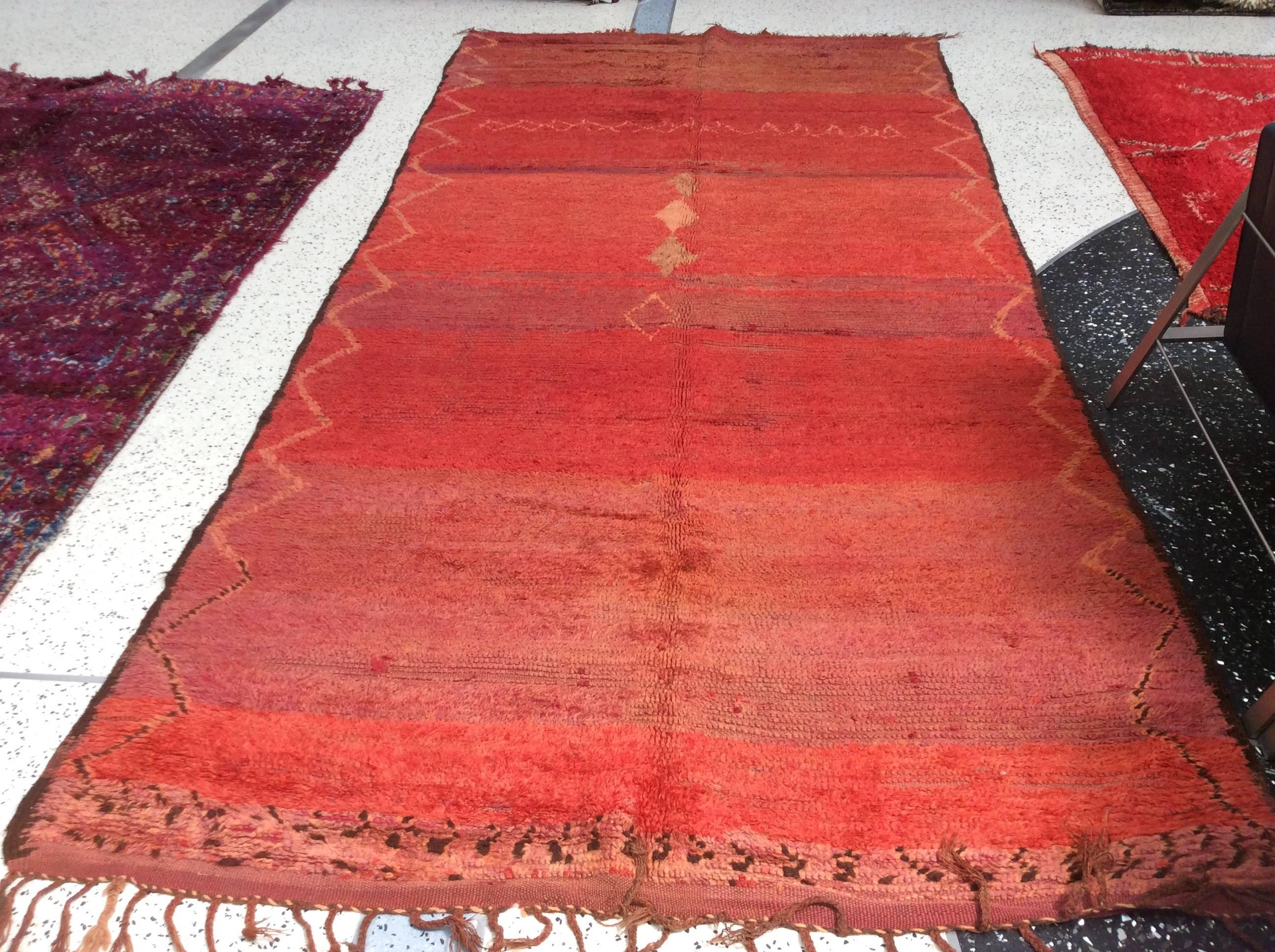 Hand-Knotted Vintage Red Moroccan Rug For Sale