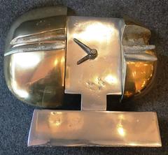 Fabulous Desk Clock by David Marshall, Aluminum and Brass, 1970s