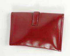 Hermes Paris, Jige Pm Bag, Burgundy Box Leather, Vintage, 1980s