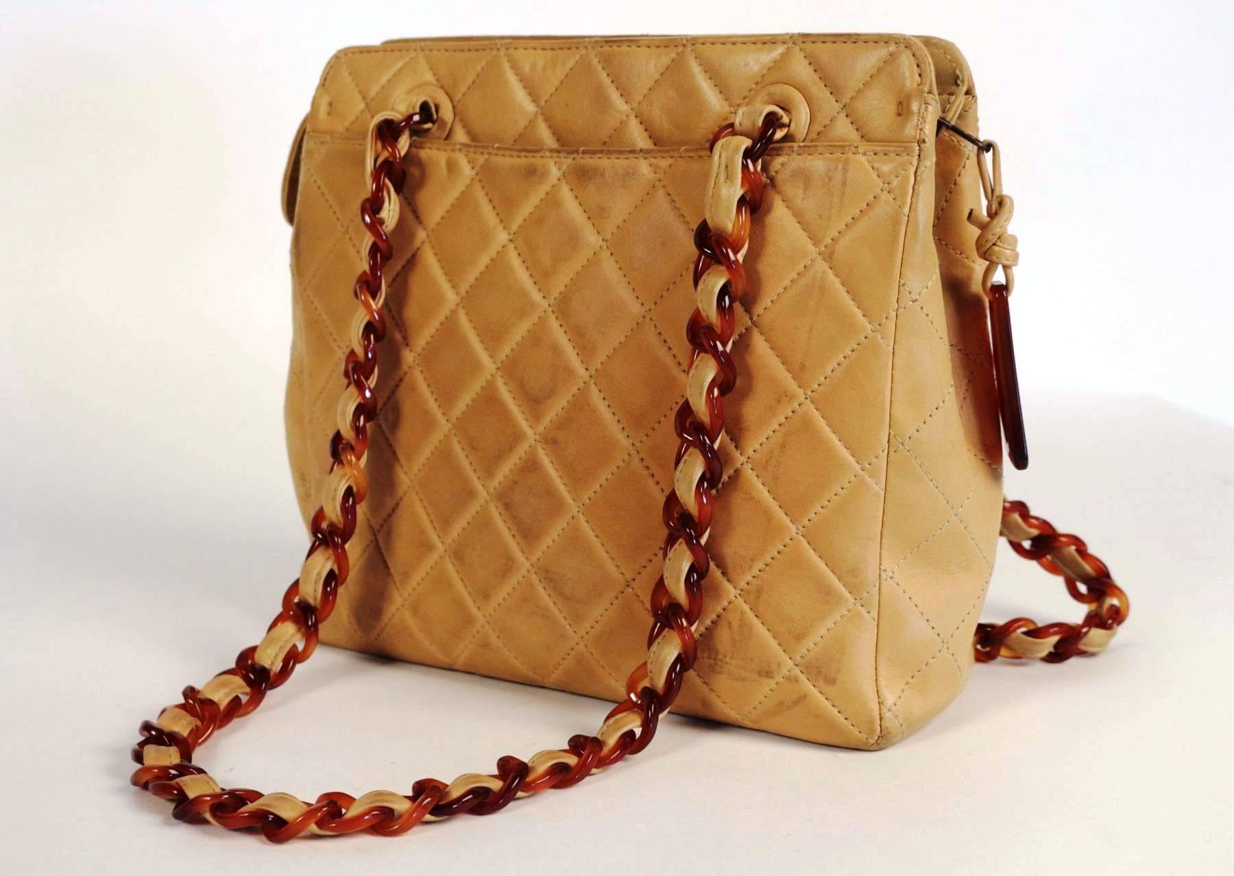 20th Century Chanel, Paris, Quilted Cream Leather Bag