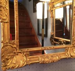 French Louis XIV Period Carved Giltwood Wall Mirror, Early 18th Century