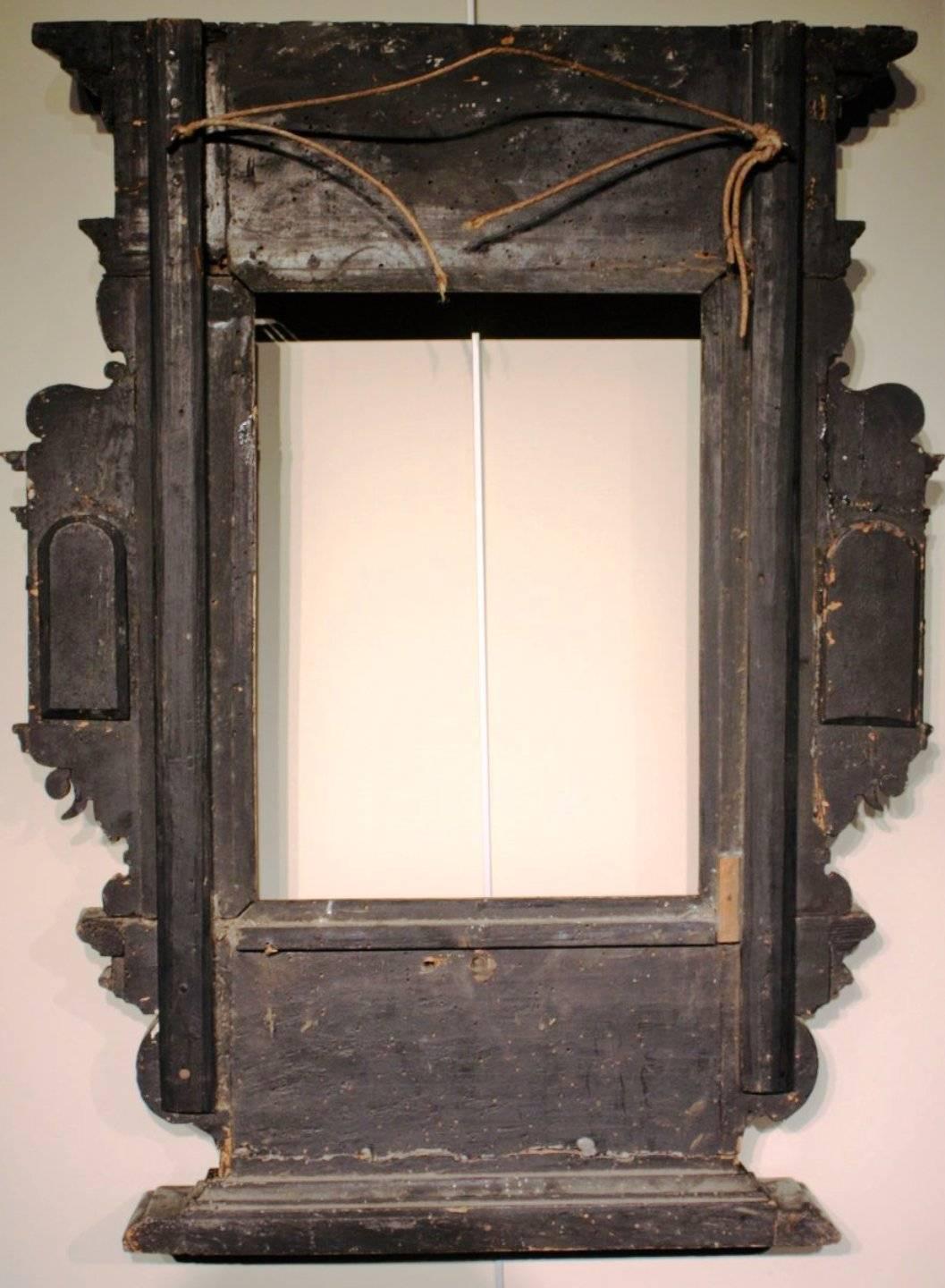 Very Rare 17th Century Tabernacle Frame Mounted as Mirror, Germany, Dated 1633 1