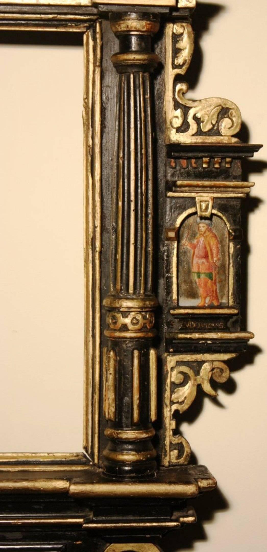 Very Rare 17th Century Tabernacle Frame Mounted as Mirror, Germany, Dated 1633 In Excellent Condition In Saint-Ouen, FR