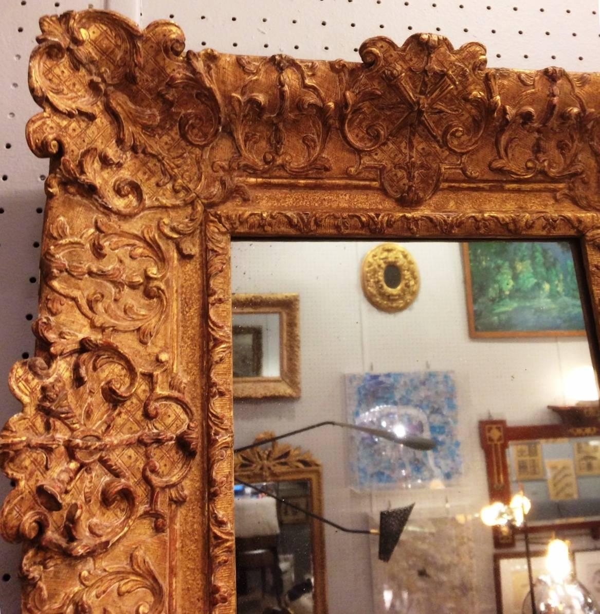 Baroque Fabulous Louis XIV Period Frame Mounted as Mirror, France, Early 18th Century