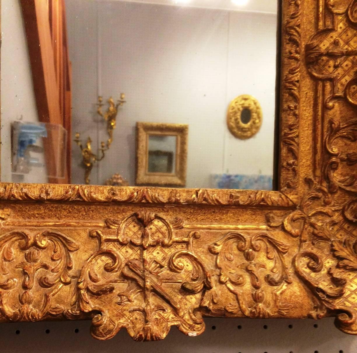 Carved Fabulous Louis XIV Period Frame Mounted as Mirror, France, Early 18th Century