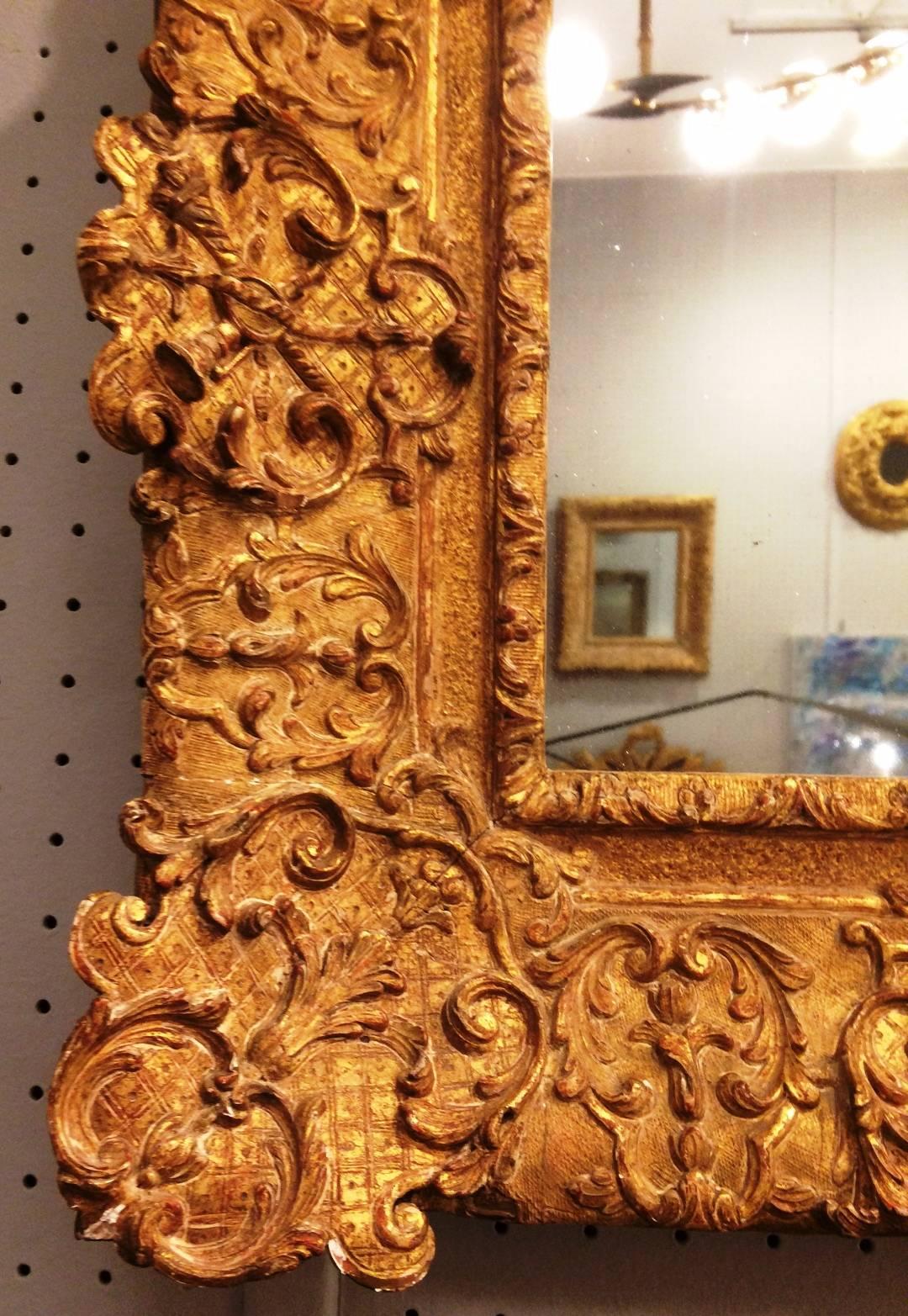 Fabulous Louis XIV Period Frame Mounted as Mirror, France, Early 18th Century In Excellent Condition In Saint-Ouen, FR