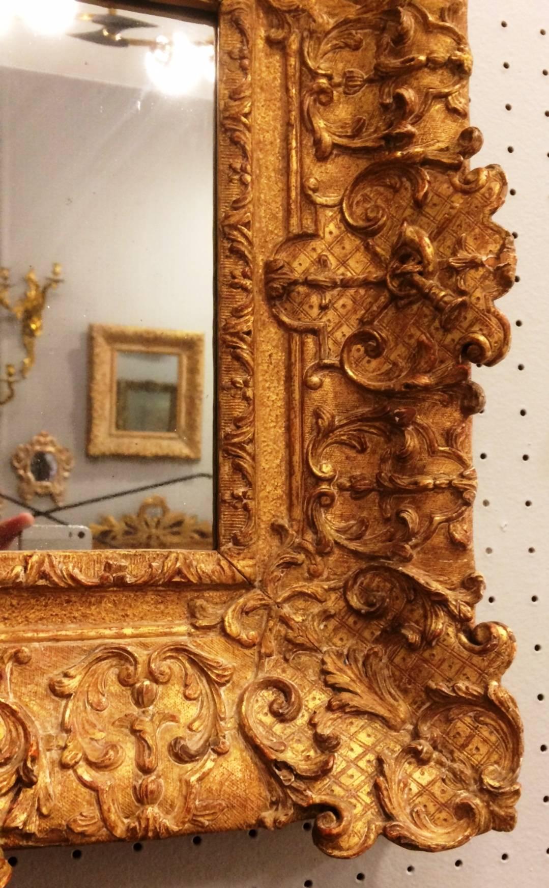 Giltwood Fabulous Louis XIV Period Frame Mounted as Mirror, France, Early 18th Century