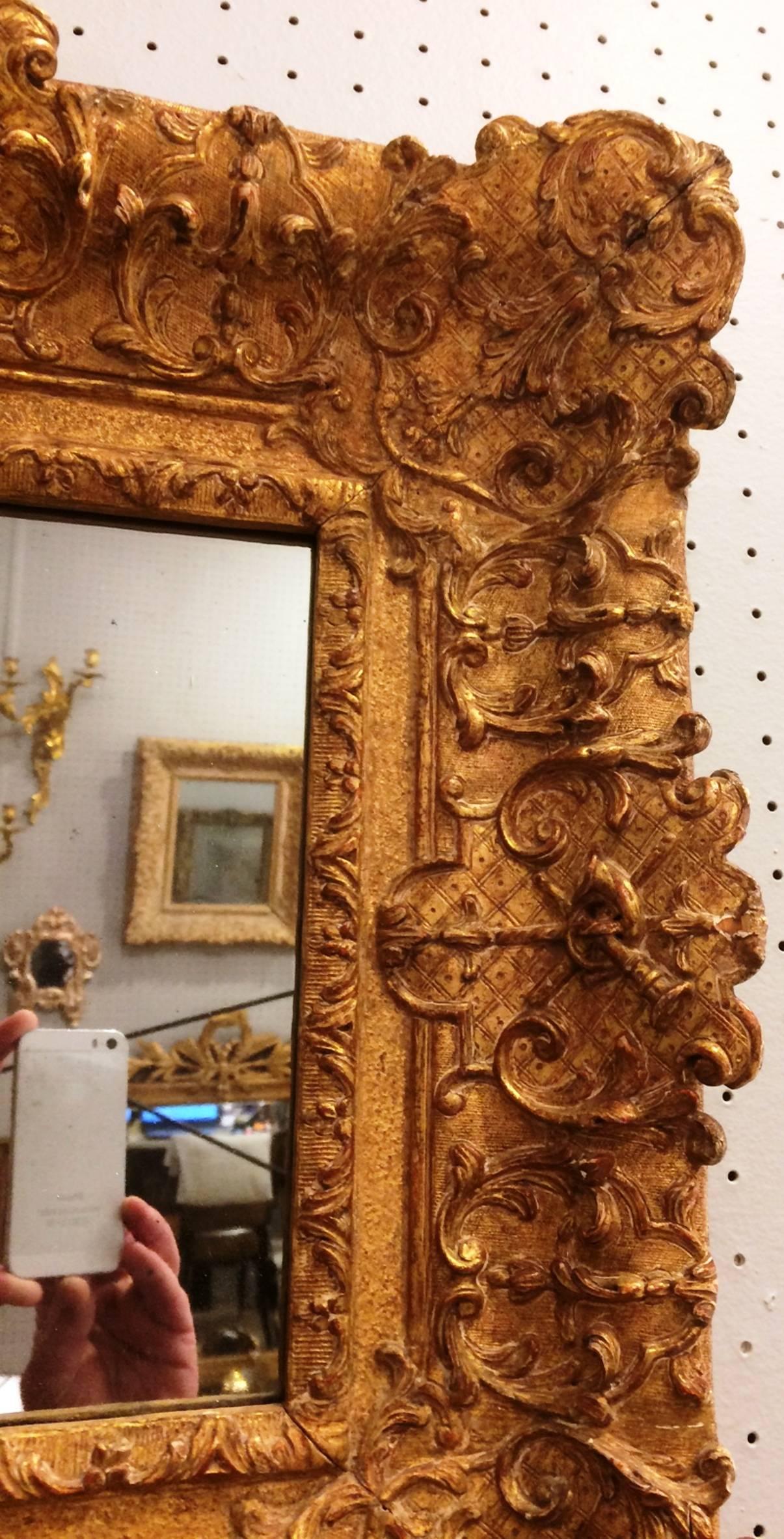 Fabulous Louis XIV Period Frame Mounted as Mirror, France, Early 18th Century 1