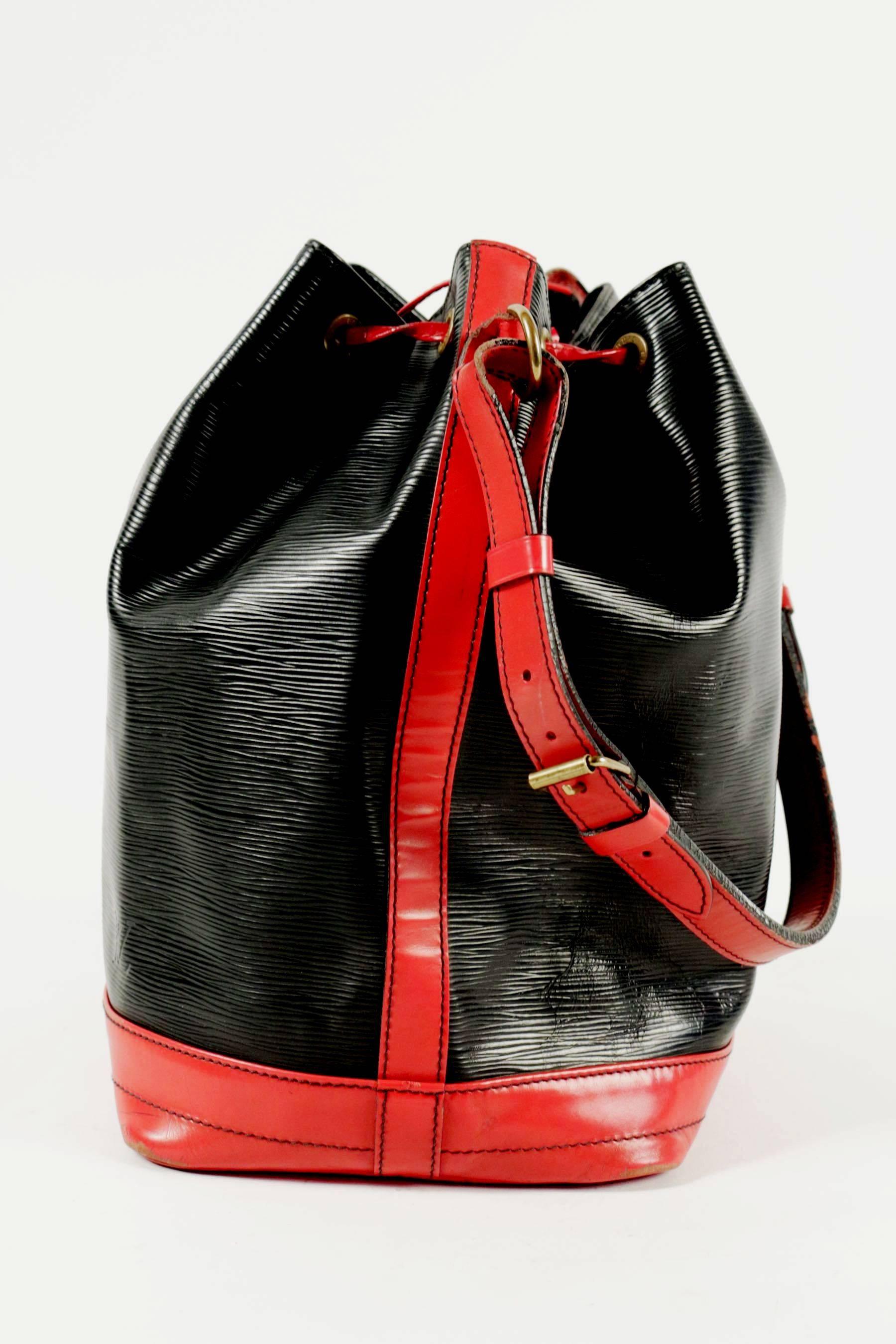 Contemporary Vintage Louis Vuitton Grand Noe Bag, Epi Leather, Black and Red