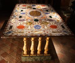 Rare 19th Century Florentine Table, Inlay of Hard Stones and Marble, Italy