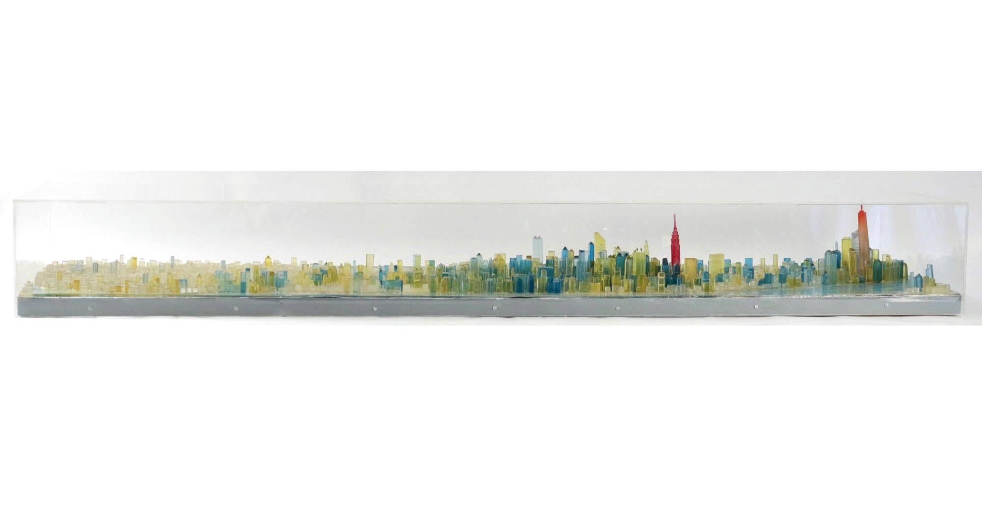 Large yellow and blue resin sculpture by Greek artist G. Lagos.
Part of the Cityscapes serie,
Manhattan, 2016.
Molded resin.
Altuglas box.
Unique piece.