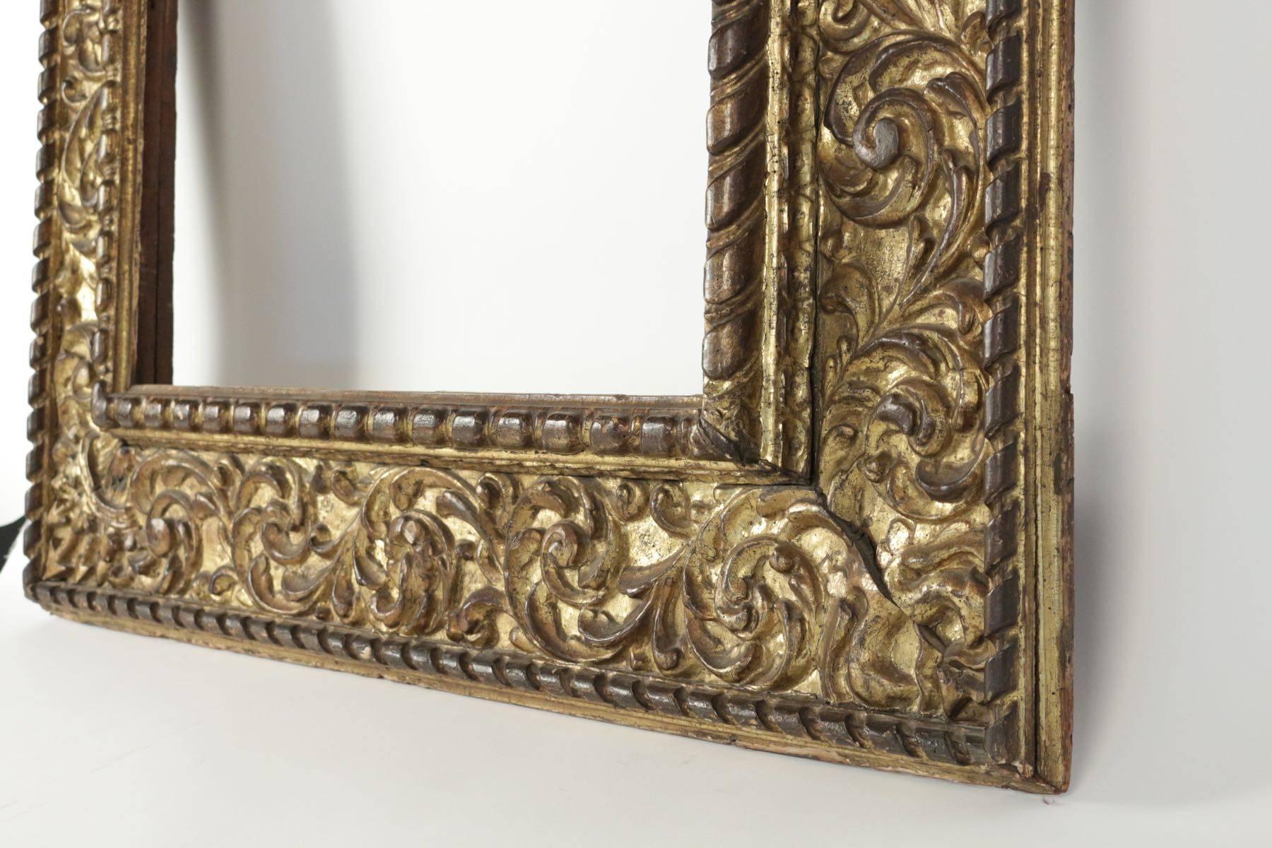 Hand-Carved Fabulous Italian Frame Mounted as Mirror, Northern Italy, Late 16th Century For Sale