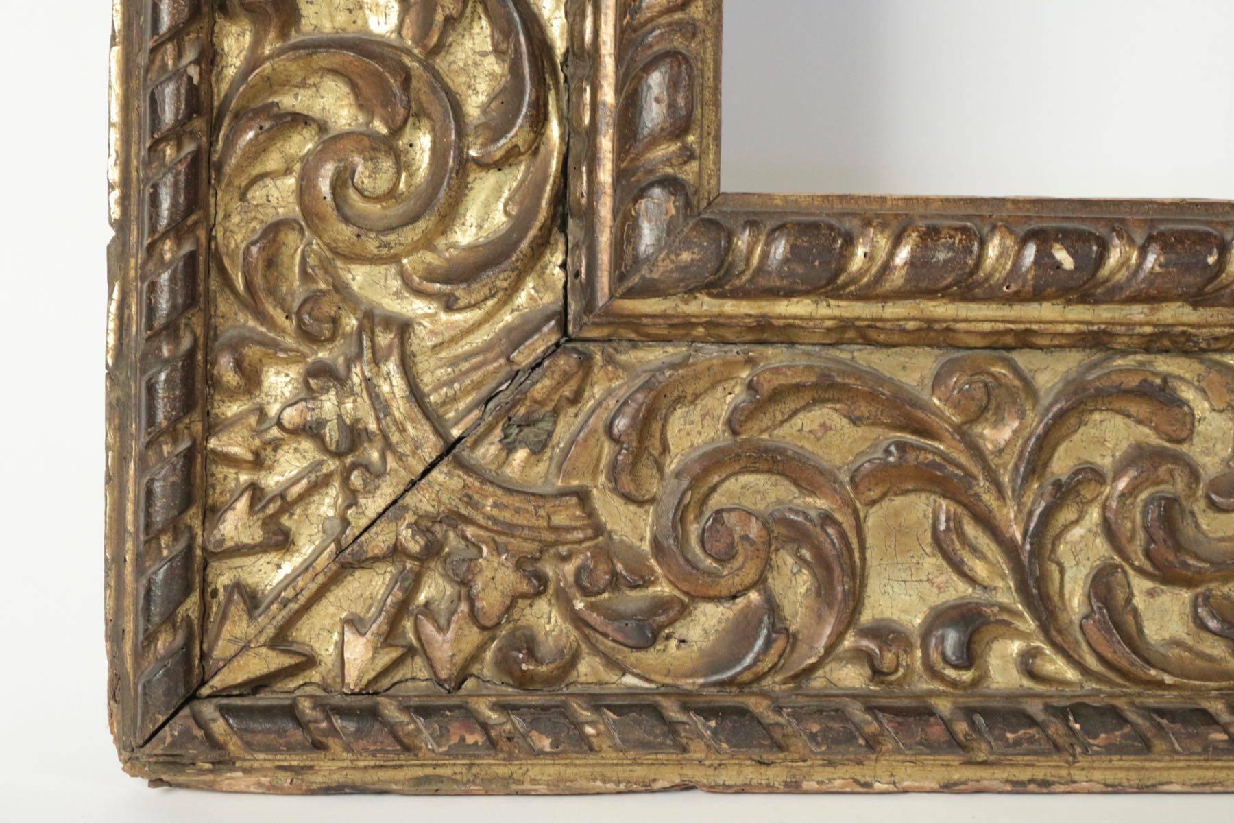 Giltwood Fabulous Italian Frame Mounted as Mirror, Northern Italy, Late 16th Century For Sale