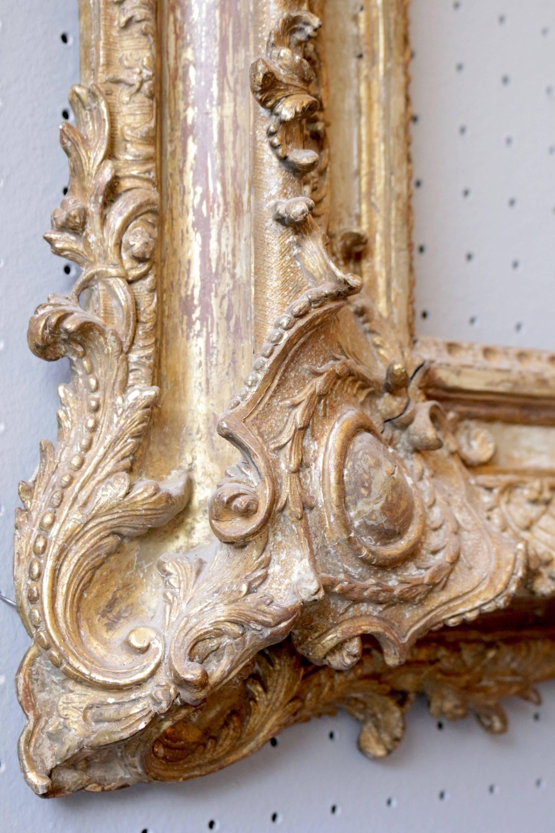 Exceptional Royal Quality French Regence Frame Mounted as Mirror, France, 1720s In Excellent Condition For Sale In Saint-Ouen, FR