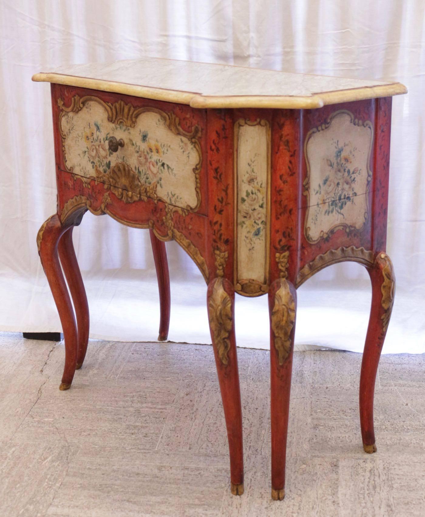 Wood Decorative Pair of Polychrome Italian Commodes, Bedside Tables