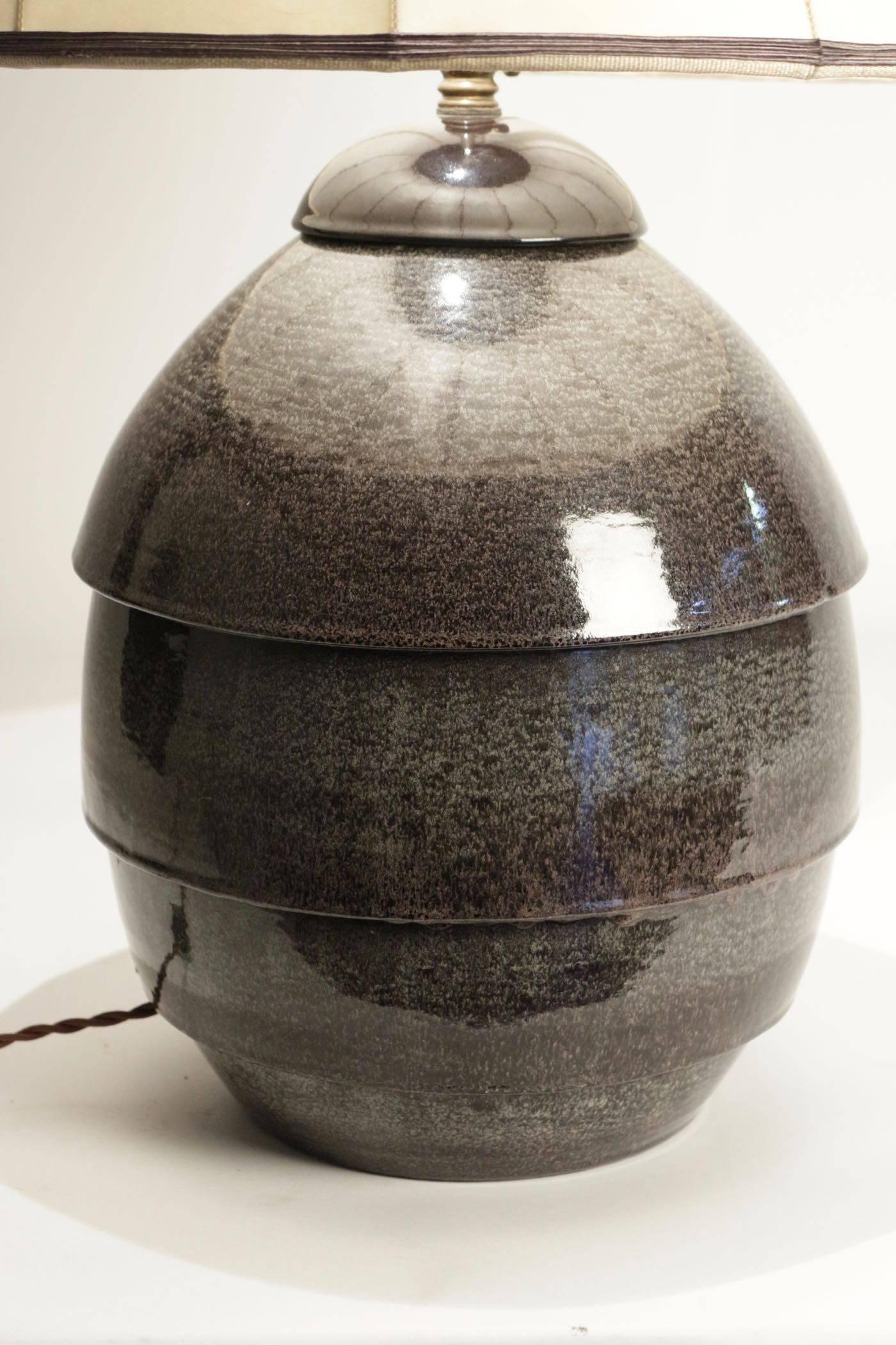 Rare and Beautiful Grey Ceramics Lamp by Andre Fau, France, 1950s 1