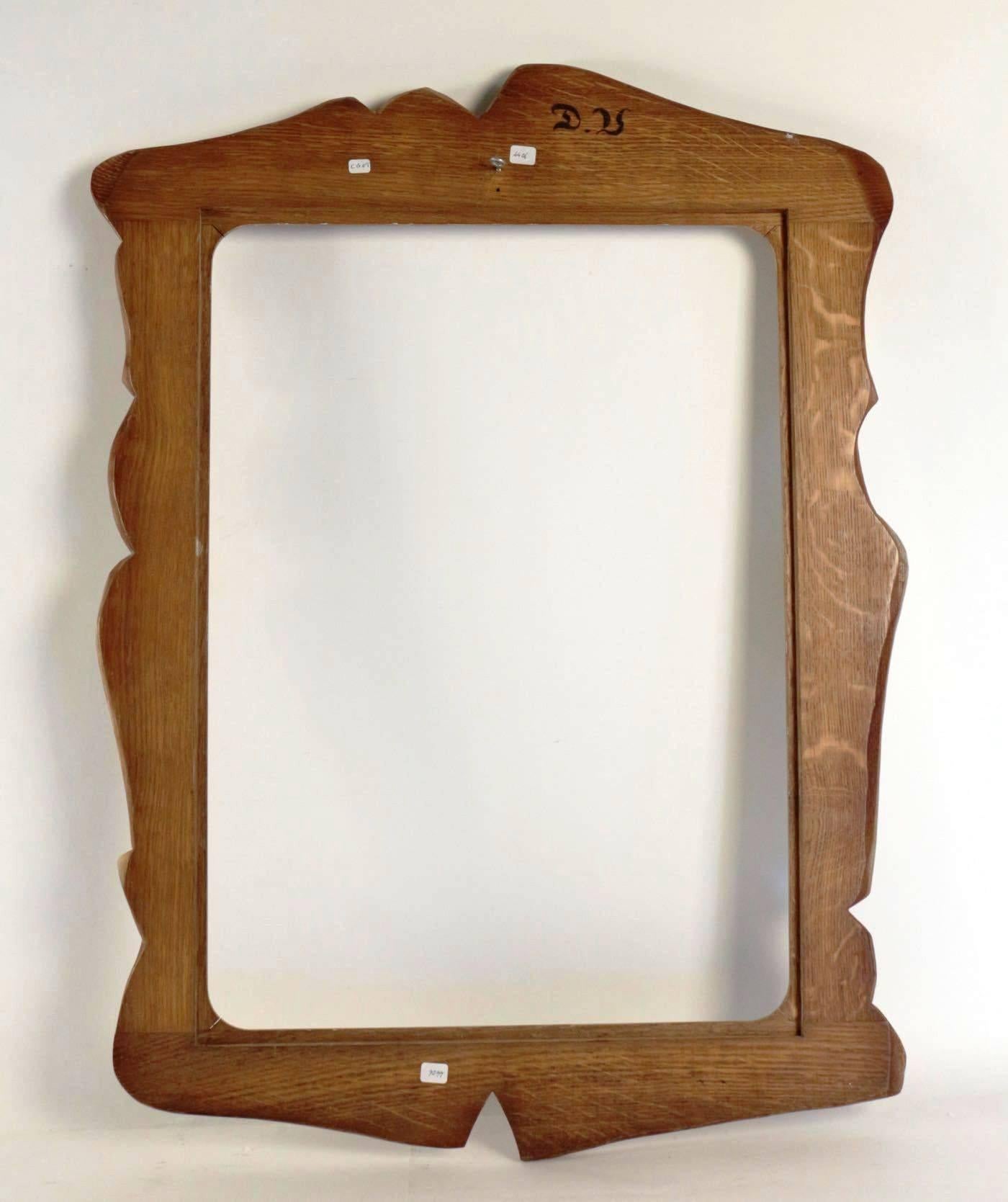 Fabulous Mirror in the Taste of Serge Roche, Scraped Oak, France, 1940s 2