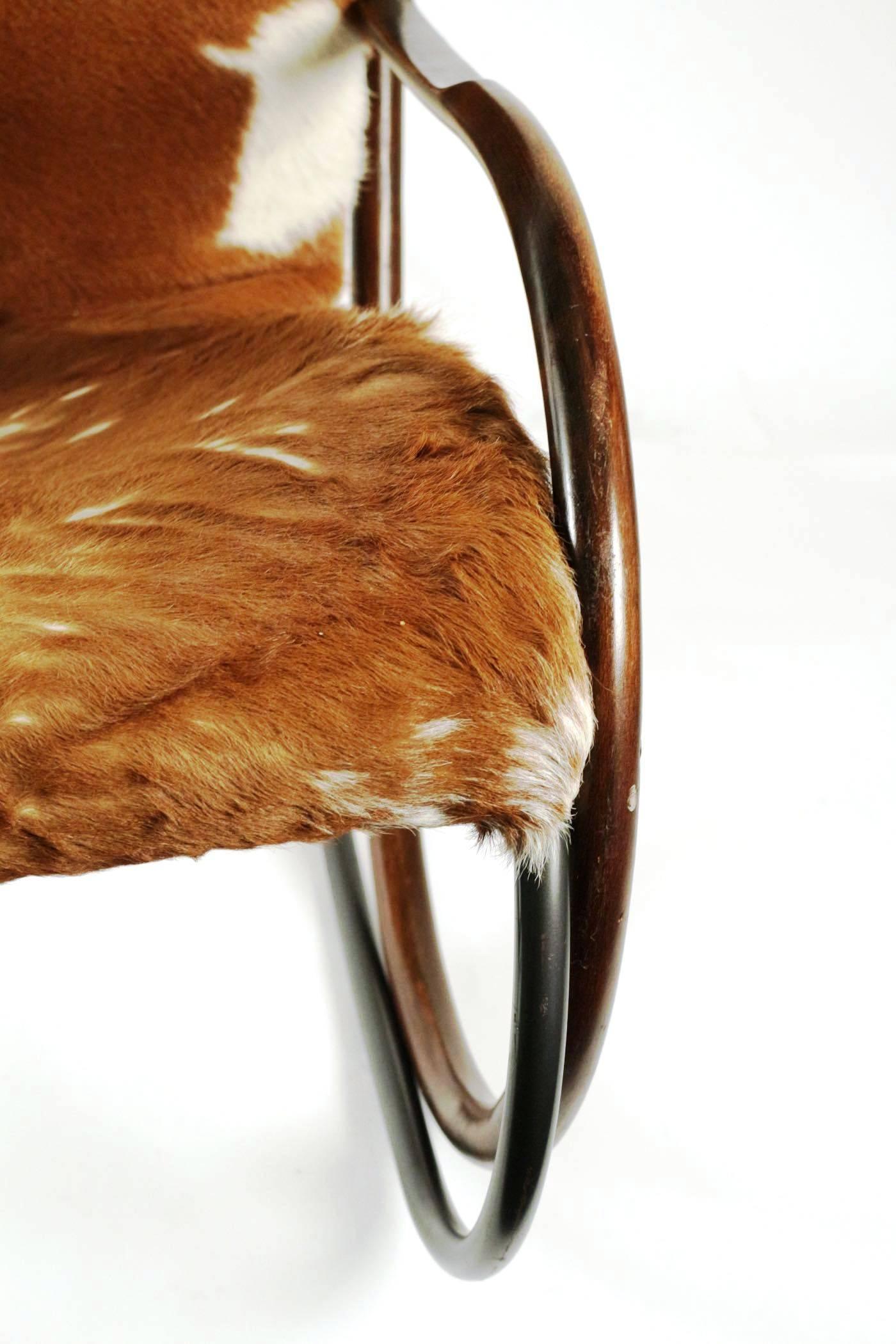 Rare and Original Nonna Rocking Chair, Paul Tuttle for Strassle, 1972 Cow Skin 1