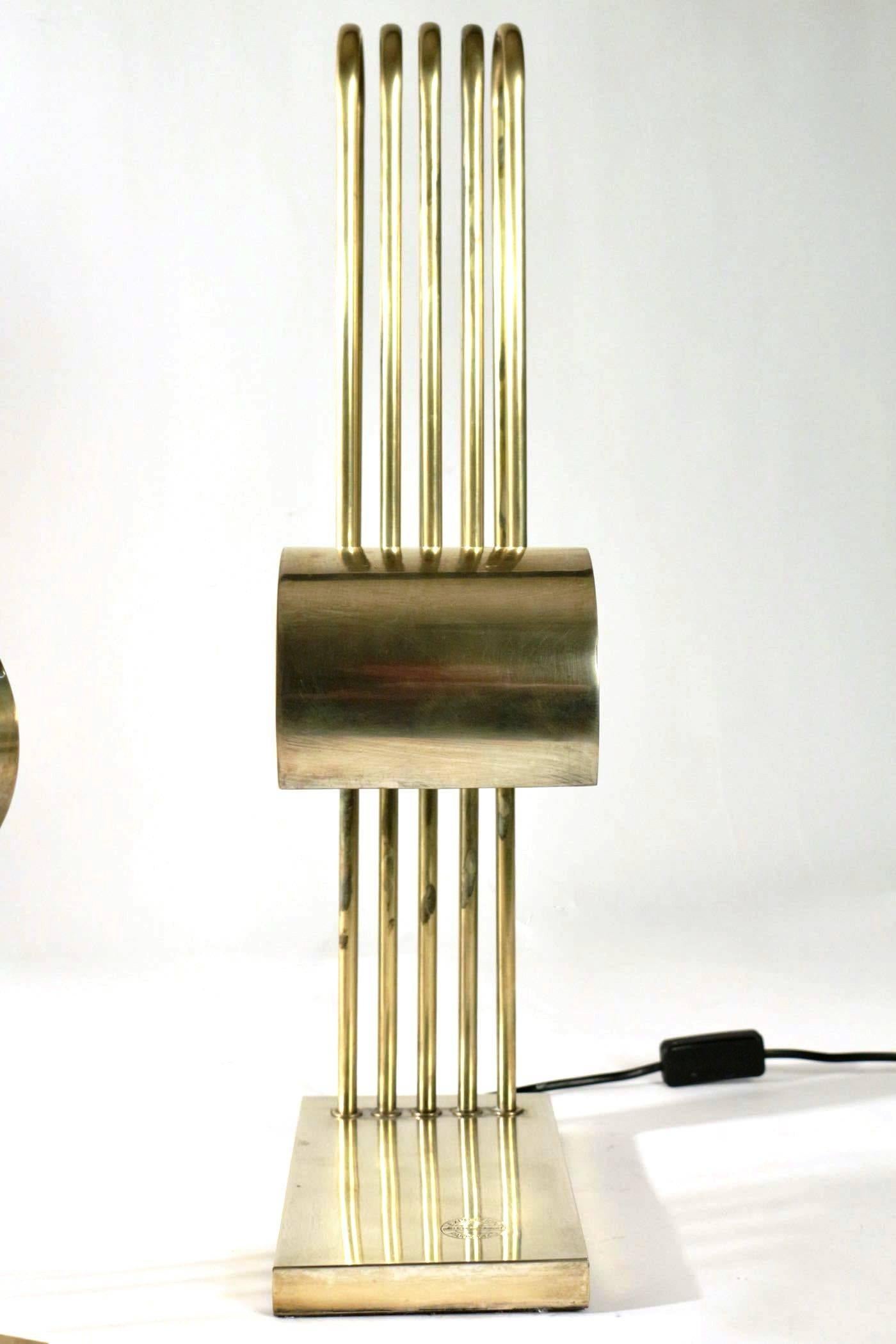 French Exceptional Pair of Brass Table Lights by Marcel Breuer, Paris Exhibition, 1925