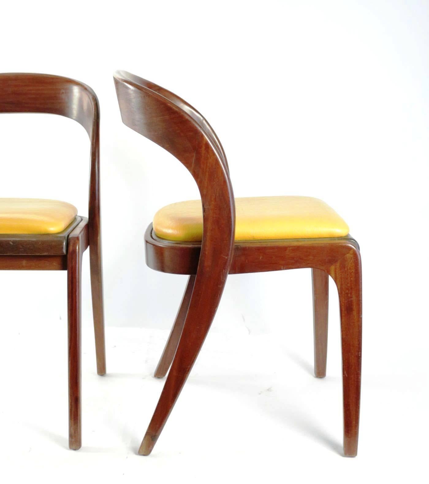 French Rare Set of Six Chairs in the Style of Baumann, Probably France, 1960s