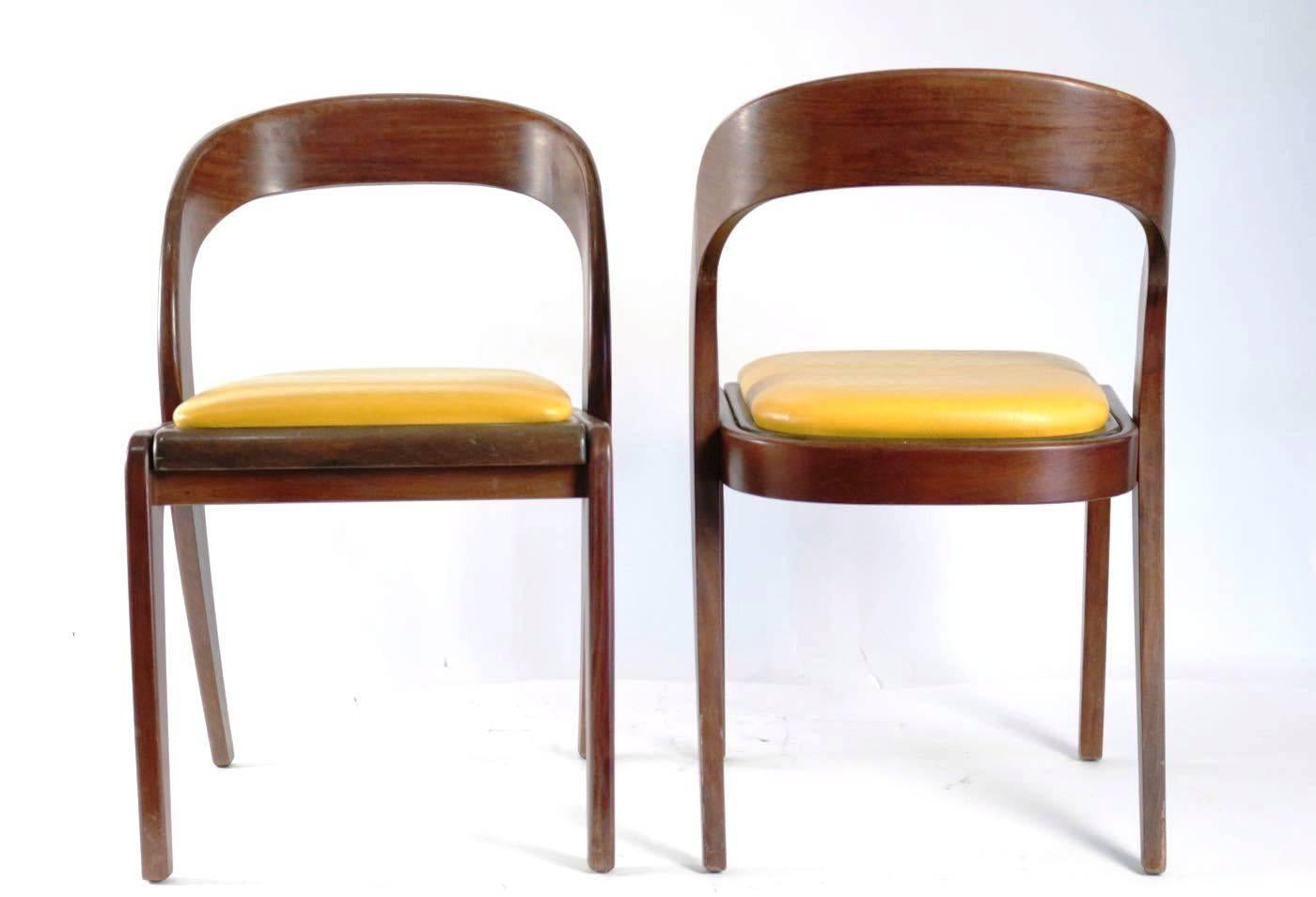 Rare Set of Six Chairs in the Style of Baumann, Probably France, 1960s 2