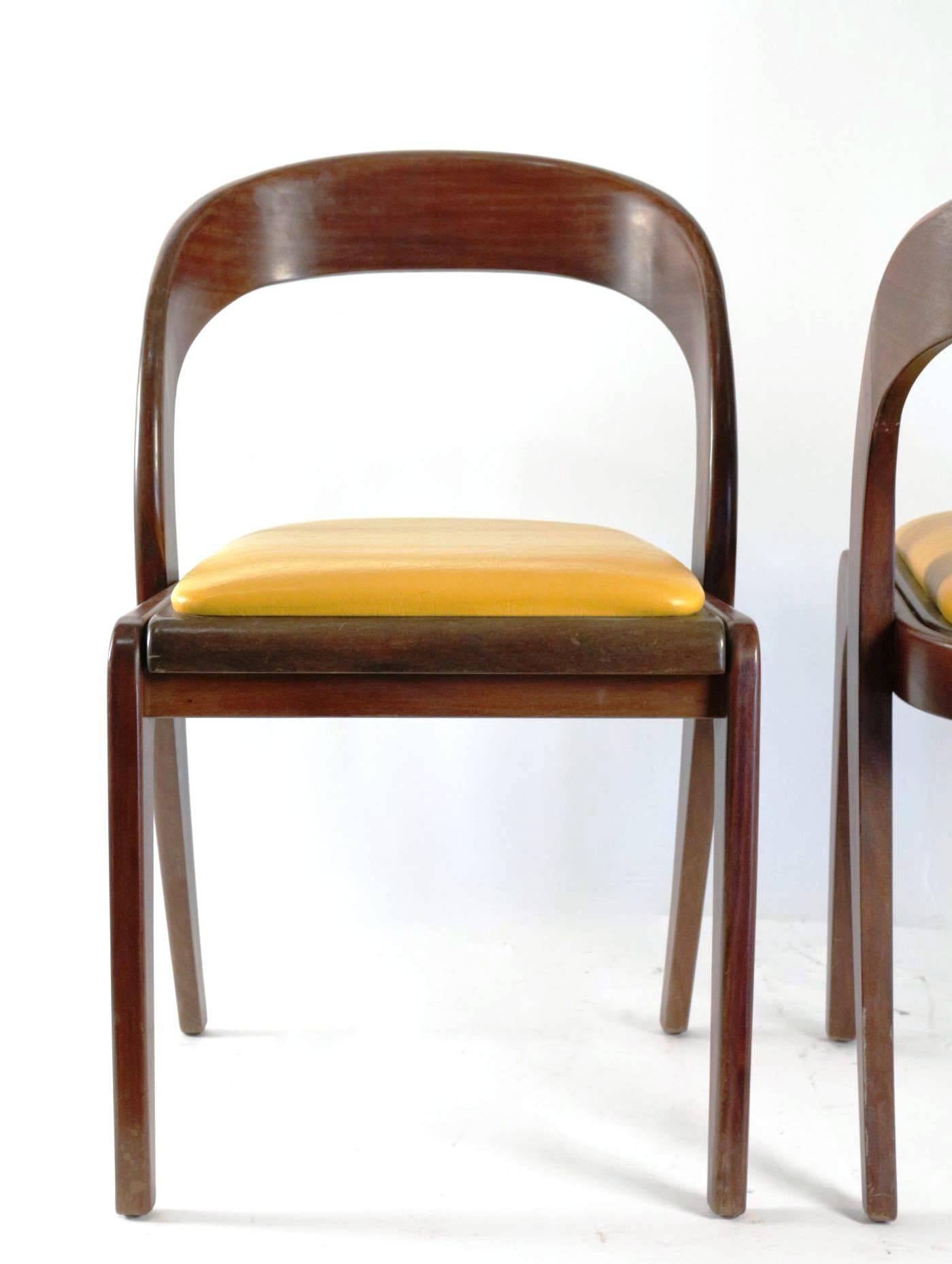 Rare Set of Six Chairs in the Style of Baumann, Probably France, 1960s 4