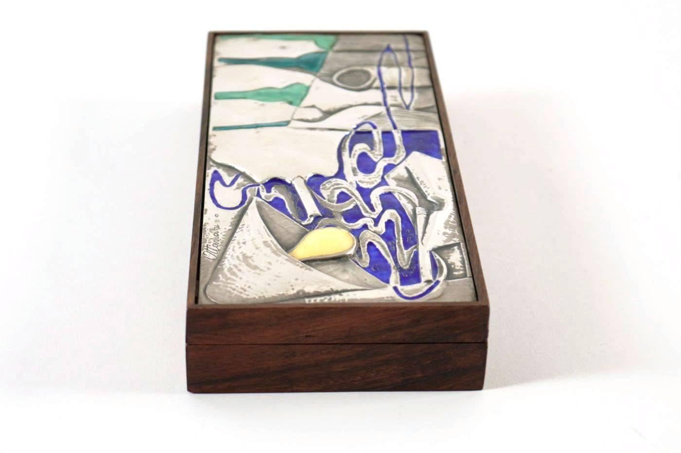 Sublime Jewelry Box by Ottaviani, Sterling Silver 925 and Enamel, Italy, 1960s 2