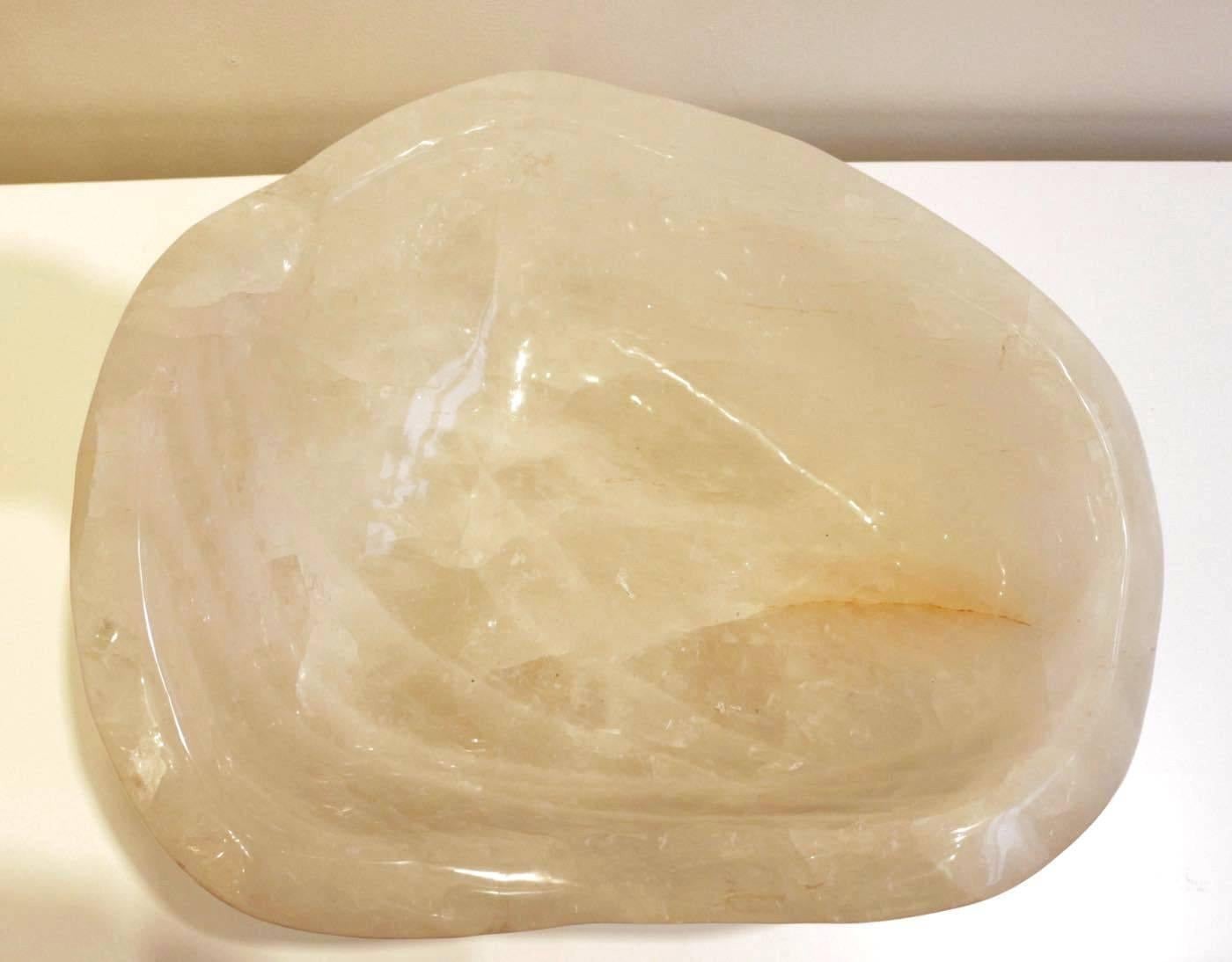 Exceptional Rock Crystal Dish with Bronze Base, Madagascar, 2016 In Excellent Condition In Saint-Ouen, FR