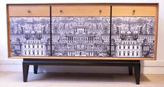 Sideboard with Fornasetti Style Design on Doors, 1960s-1970s