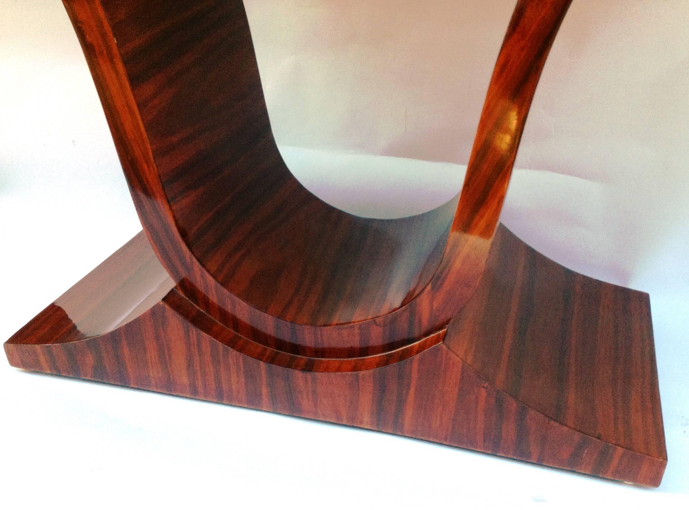 French Elegant Art Deco Style Mahogany Veneer Console Table, Late 20th Century For Sale