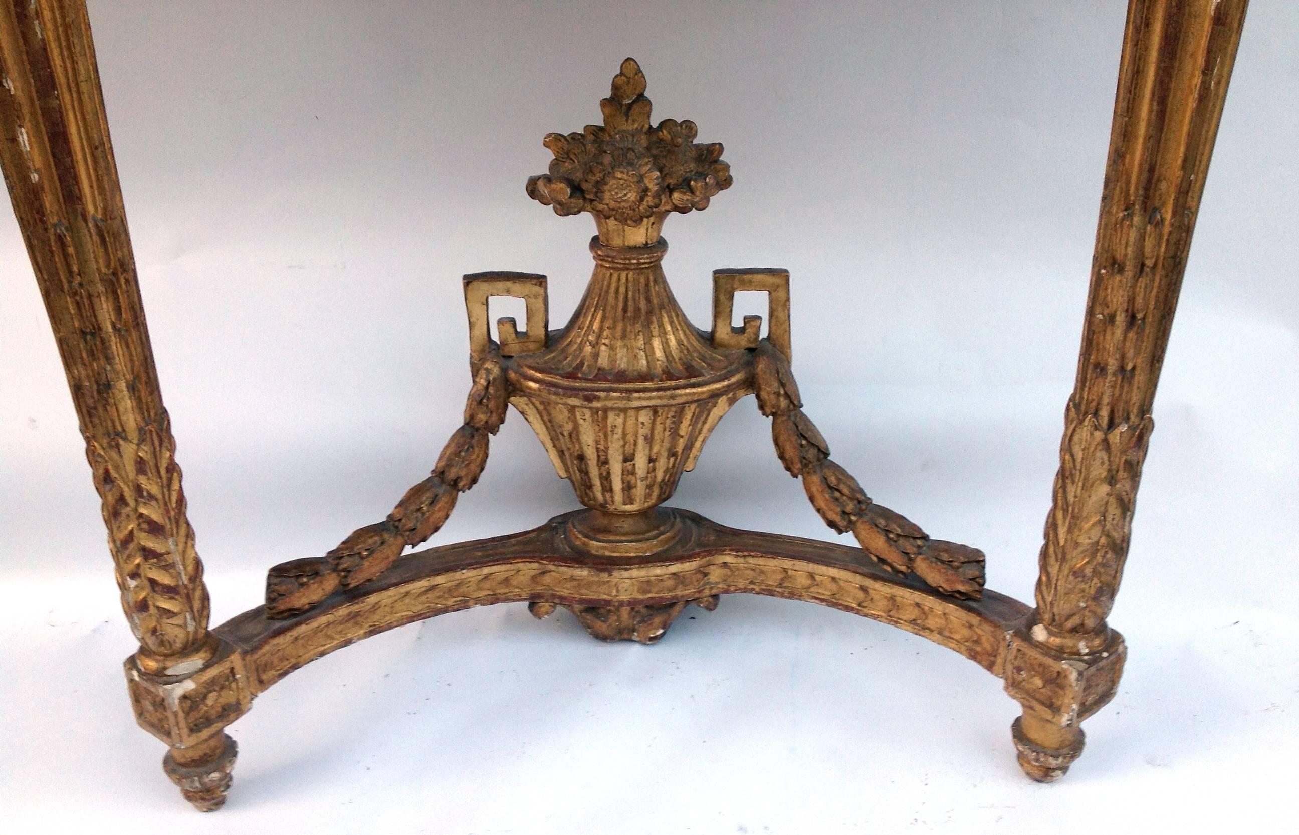 Louis XVI Period Carved Giltwood Console Table, 18th Century In Good Condition In Saint-Ouen, FR