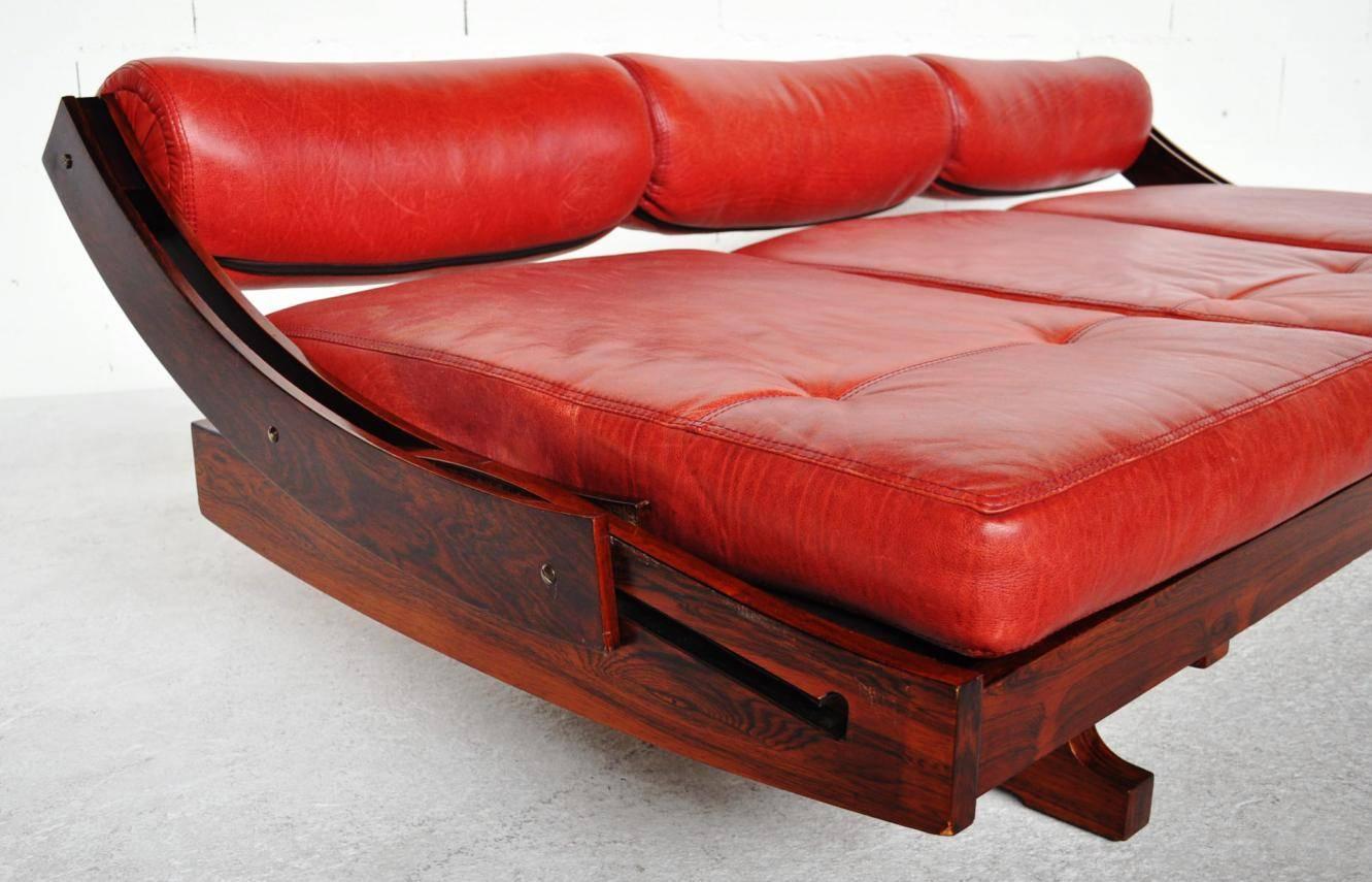 Italian GS 195 Sofa Daybed by Gianni Songia for Sormani in Brazilian Rosewood