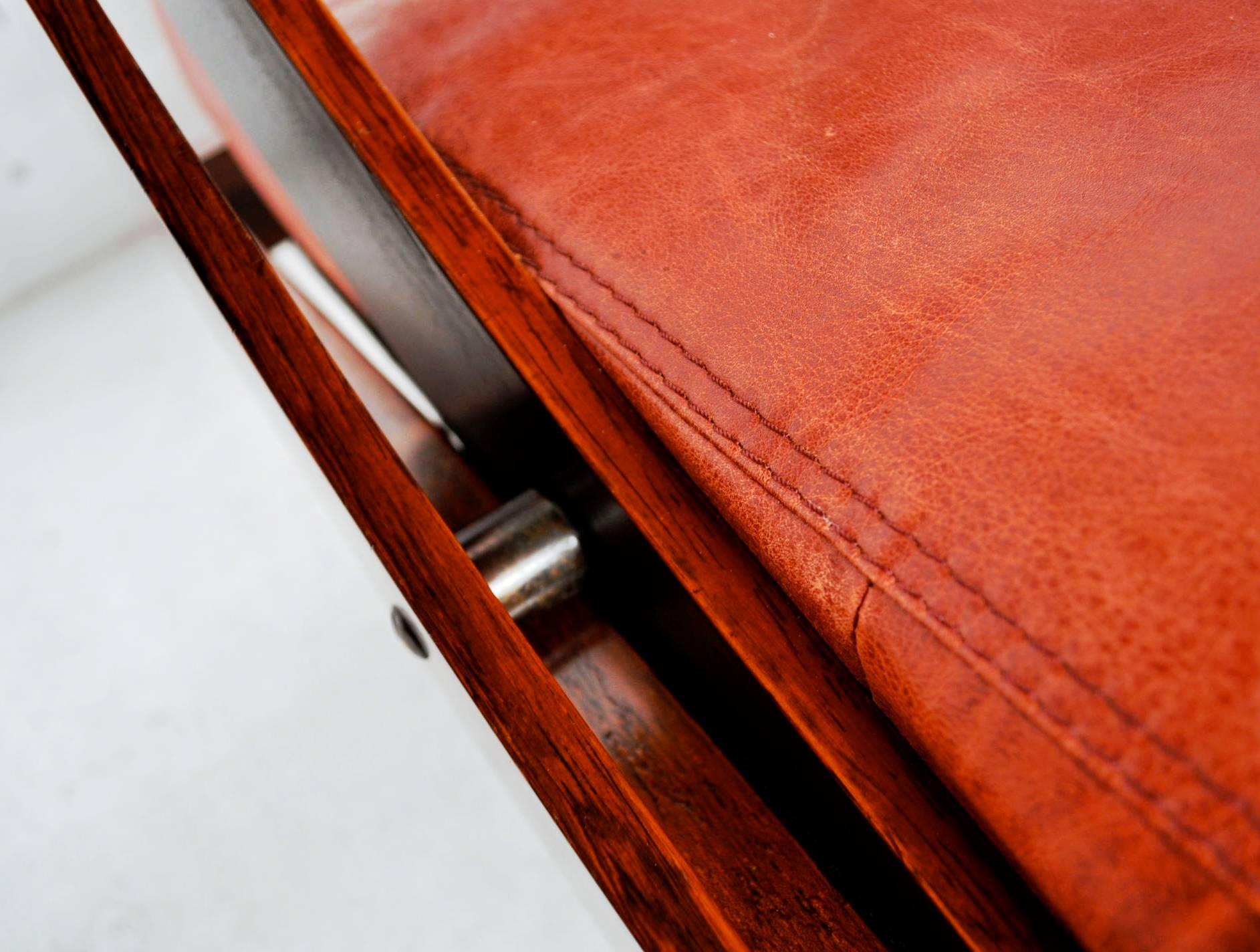 Leather GS 195 Sofa Daybed by Gianni Songia for Sormani in Brazilian Rosewood