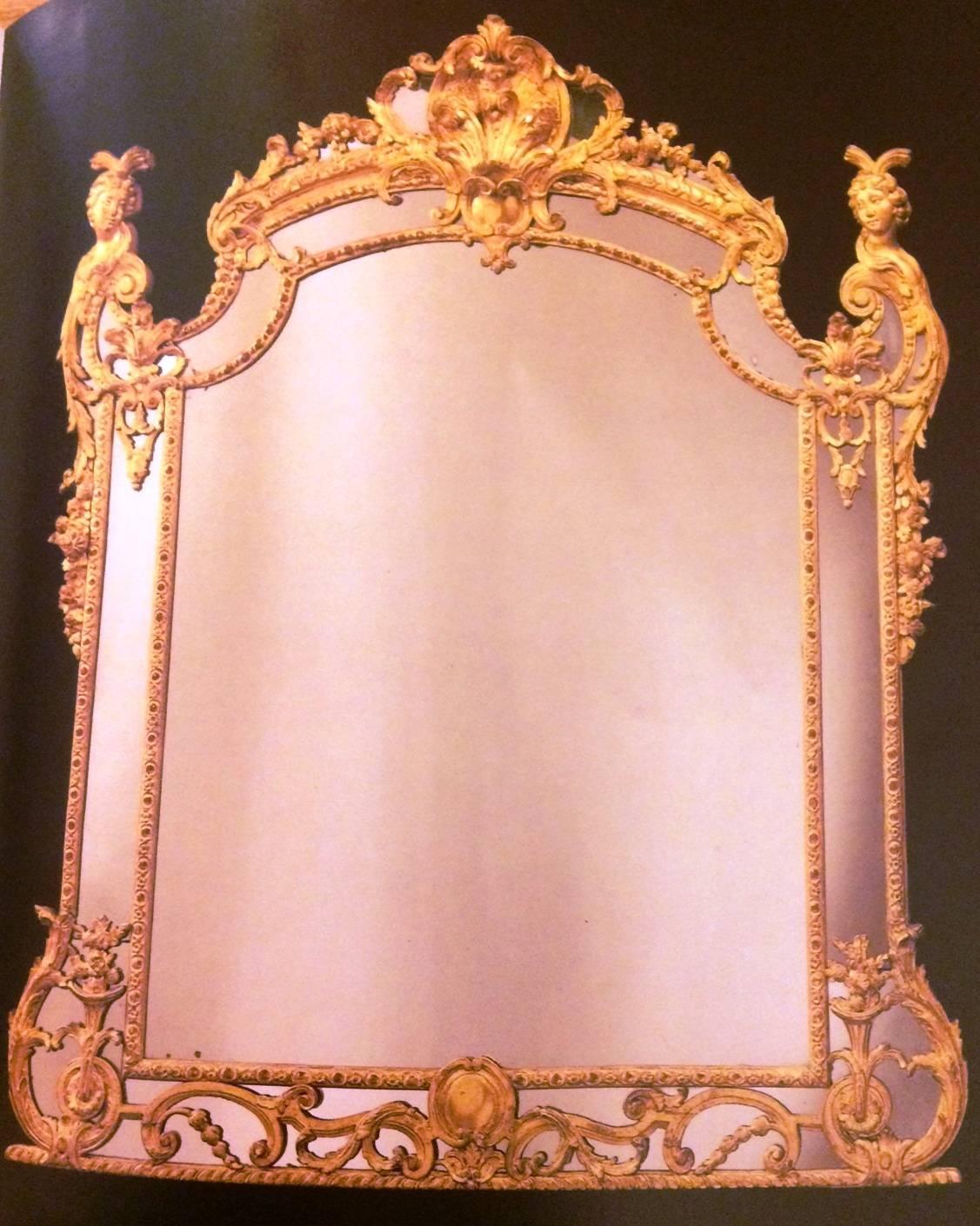 Exceptional French Regence Period Giltwood Boiserie Mirror, France, circa 1725 For Sale 2