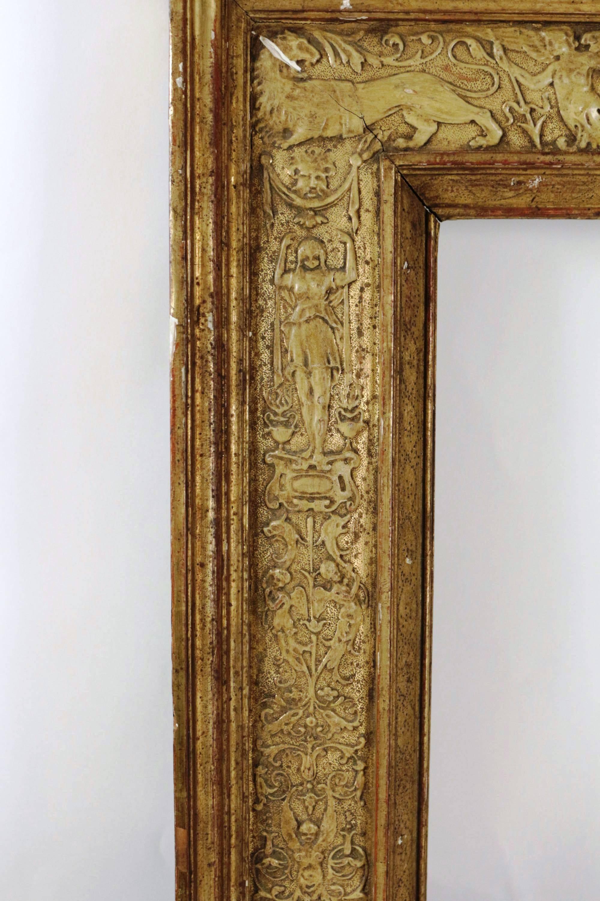 Renaissance Revival Italian Renaissance Style Frame Mounted as Mirror, Italy, Late 19th Century