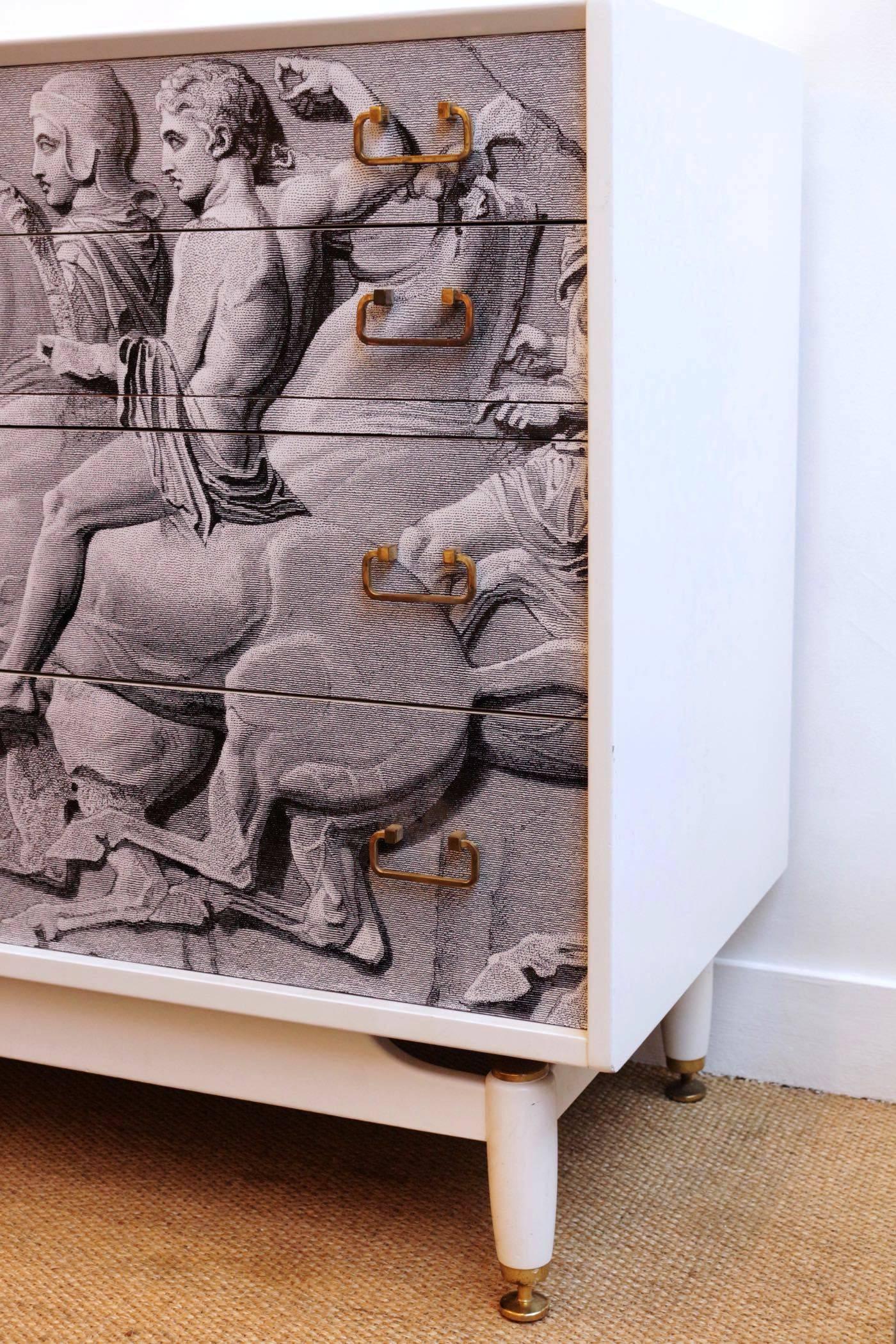 Spectacular Revamped 1950s Sideboard in the Taste of Fornasetti, Elgin Frieze 2