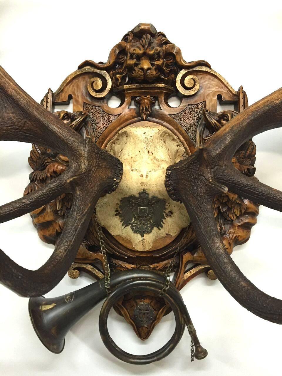 19th Century Red Stag Hunt Trophy from Kaiser Wilhelm II's 1892 Eulenburg Hunt In Good Condition In Houston, TX