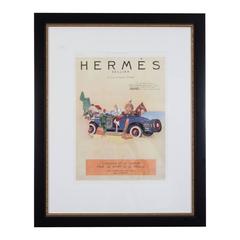 Original Vintage French Framed Hermes Ad from the 1930's (Rare in Color)
