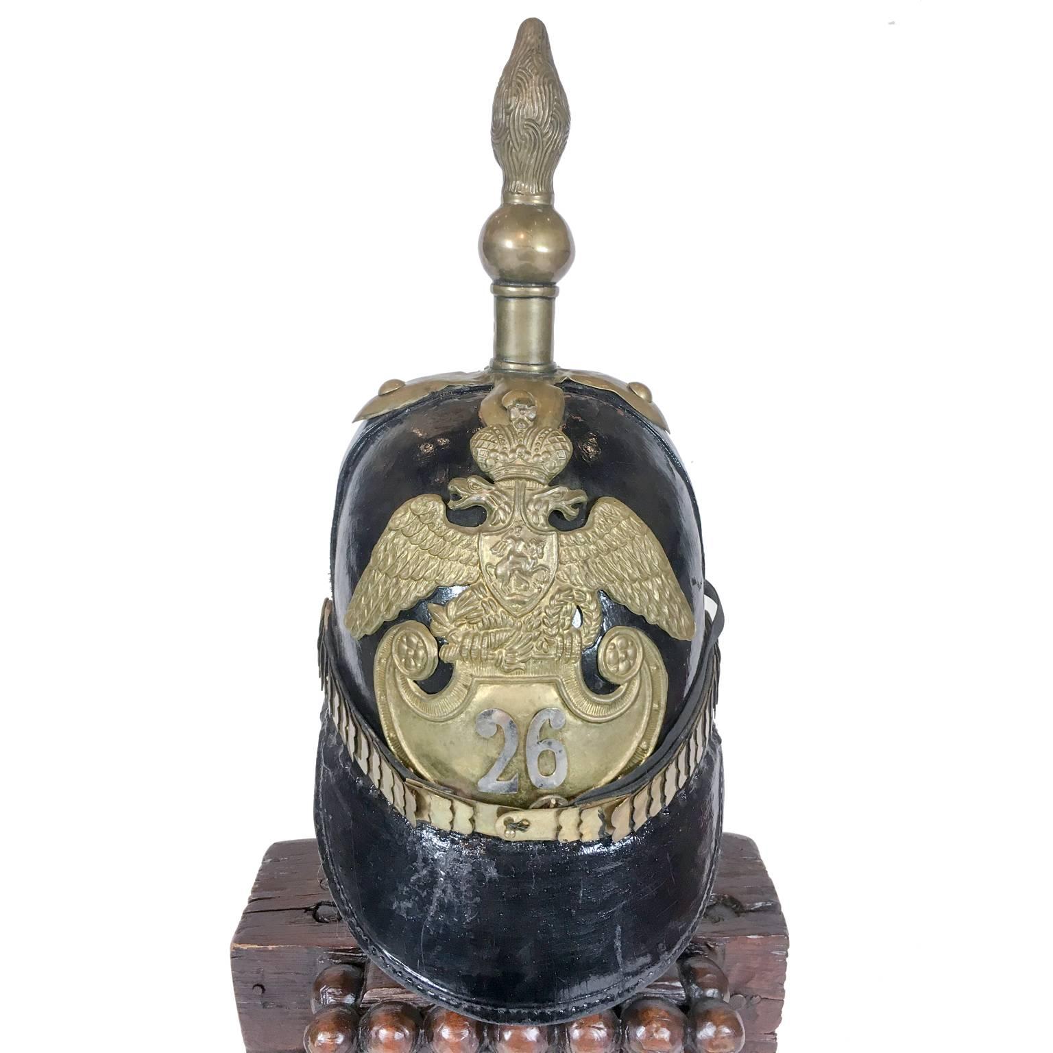 Carved 19th Century Imperial Russian Officer's Pickelhaube Helmet