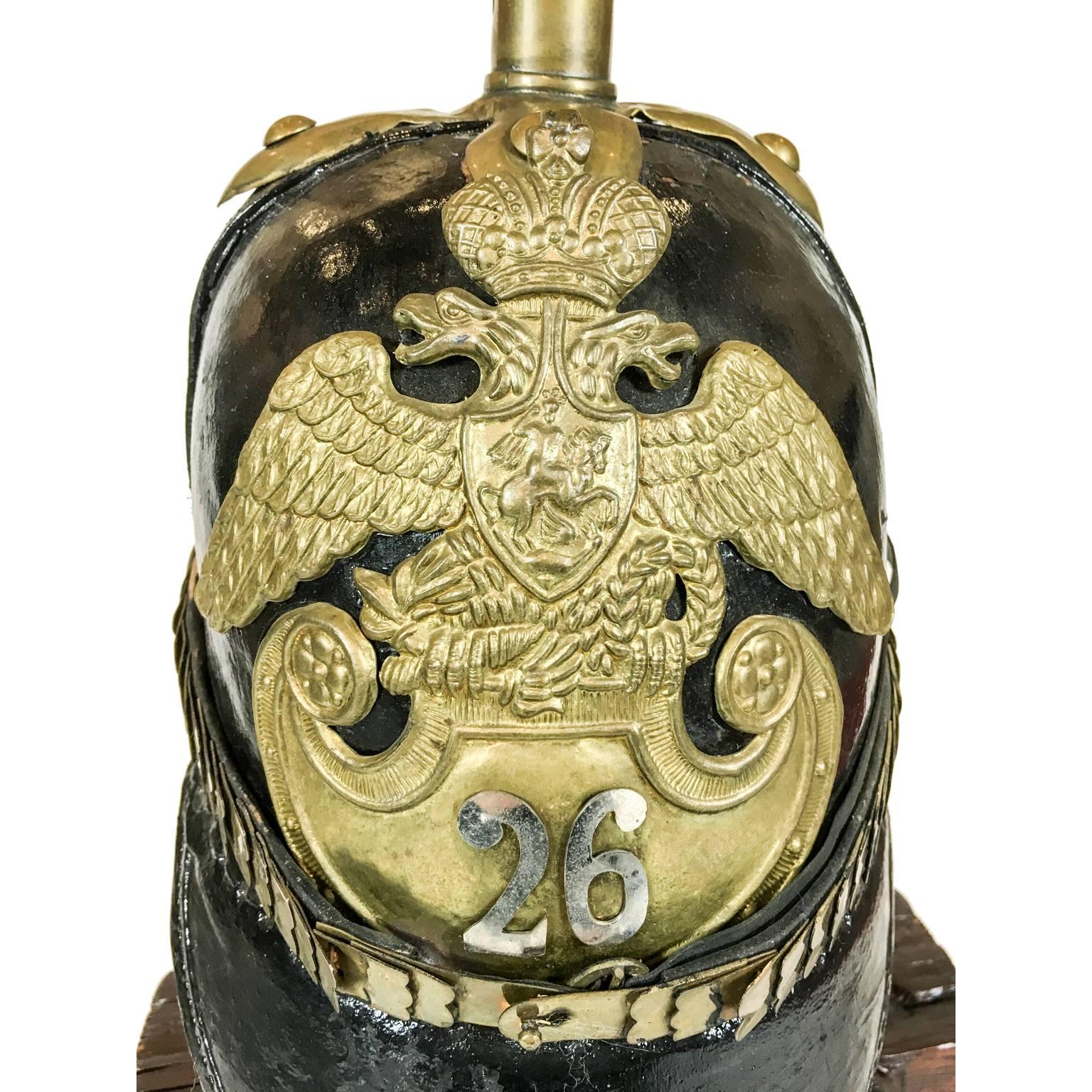 Wood 19th Century Imperial Russian Officer's Pickelhaube Helmet