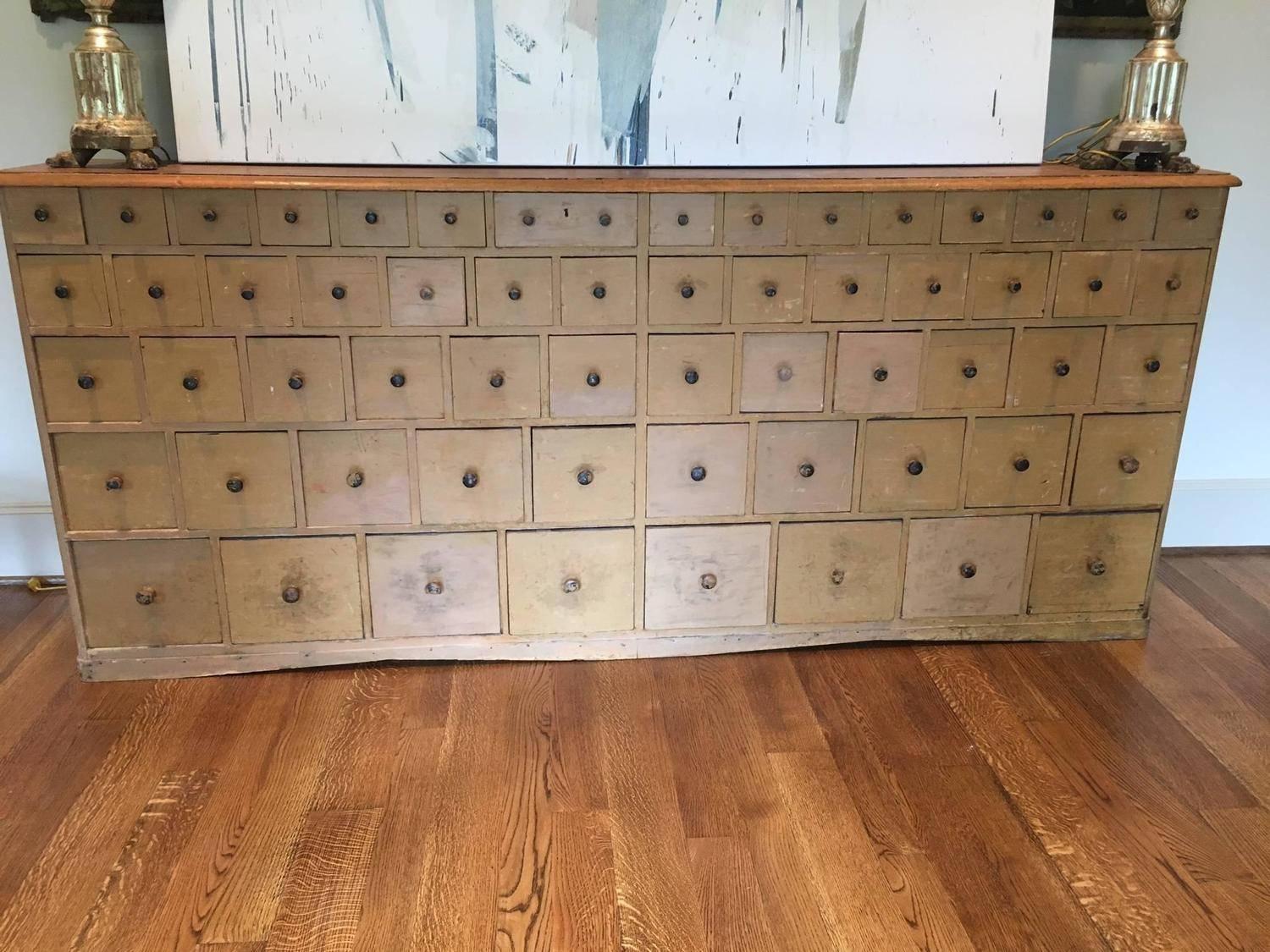 Gustavian 19th Century Painted Swedish Apothecary Bank of Drawers