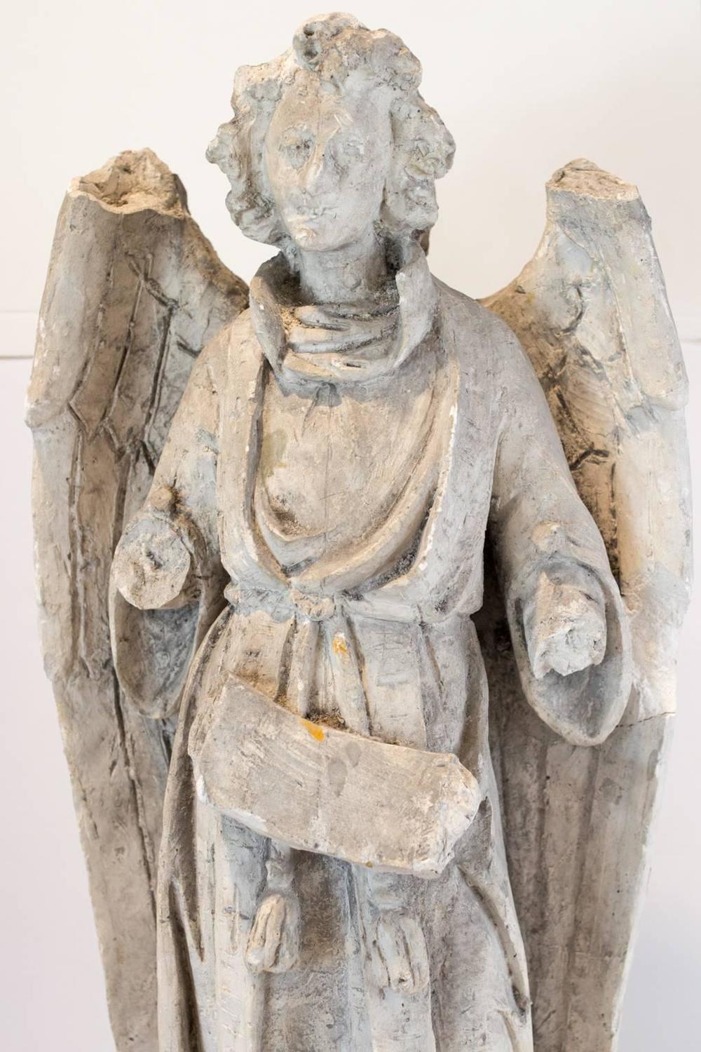 Large Antique Belgian Plaster "Master" Angel Alterpiece at 1stdibs