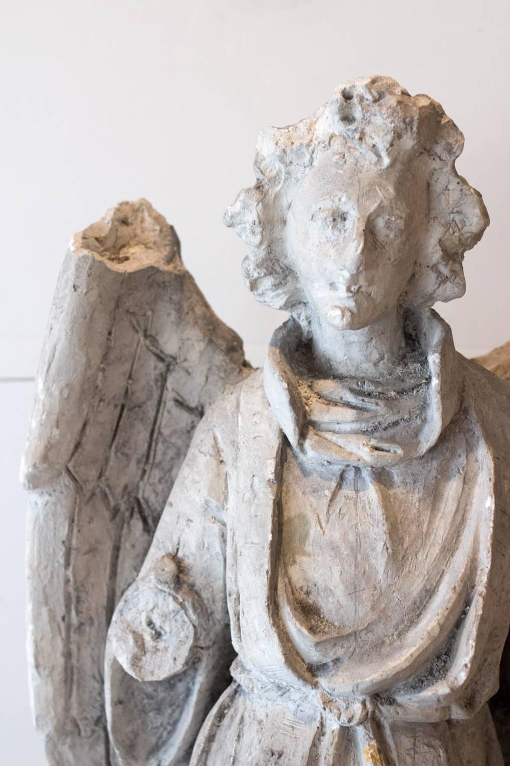 Large Antique Belgian Plaster "Master" Angel Alterpiece at 1stdibs