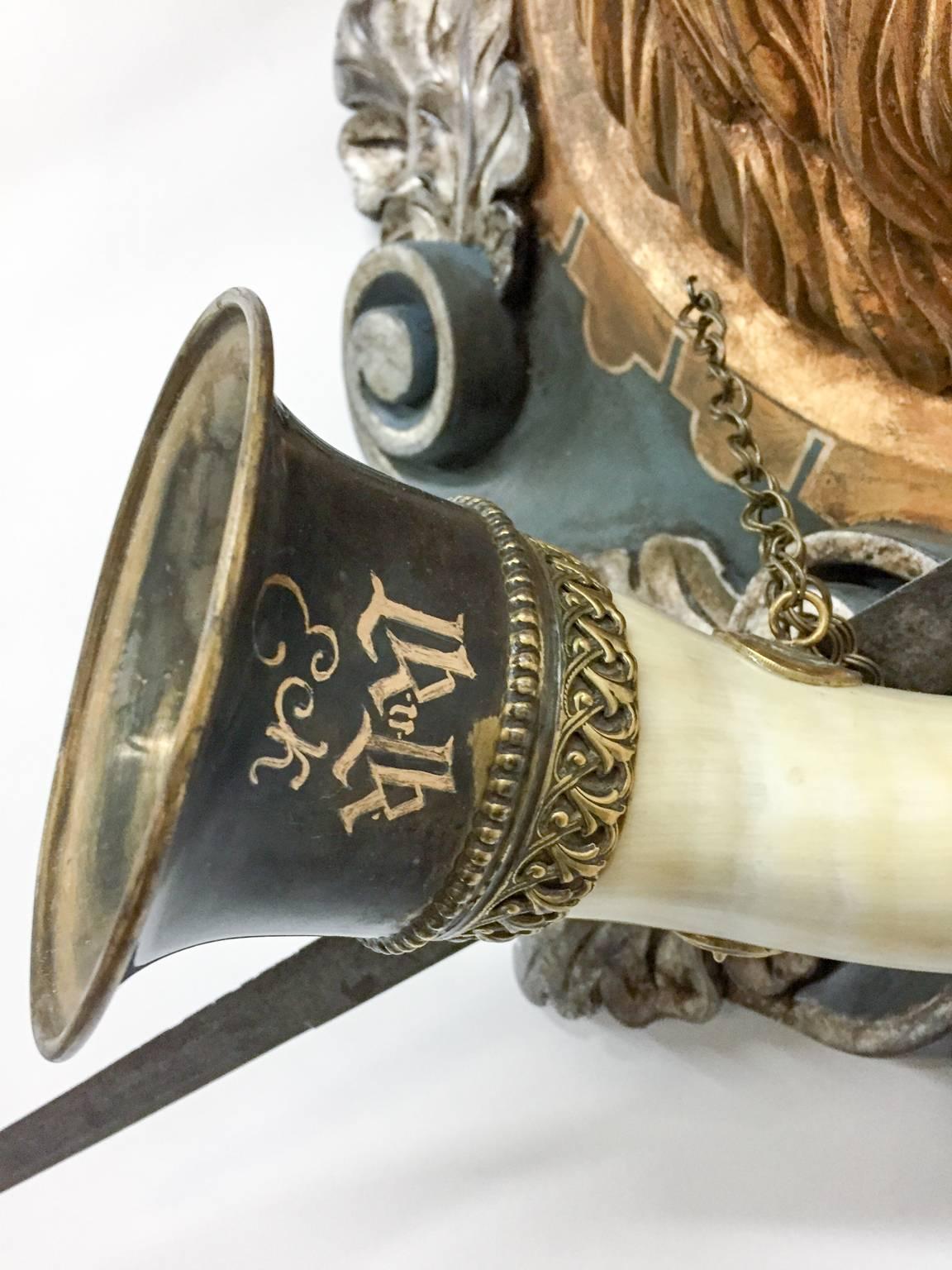 Antler 19th Century Habsburg Red Stag Trophy with Hunt Horn & Hunt Sword