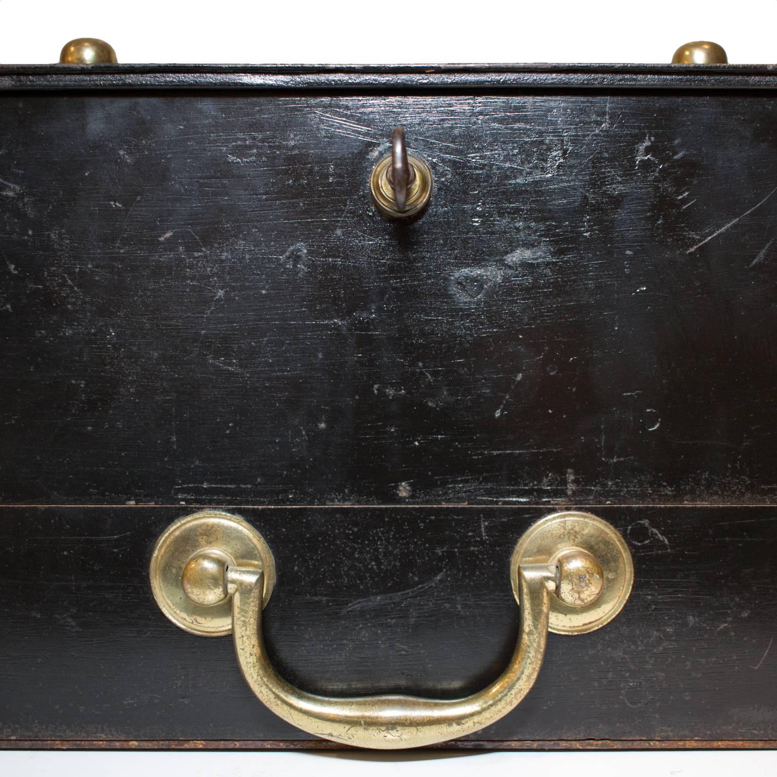 Late 18th Century Iron & Brass Cash Box with British Coat of Arms, J.Bramah 2